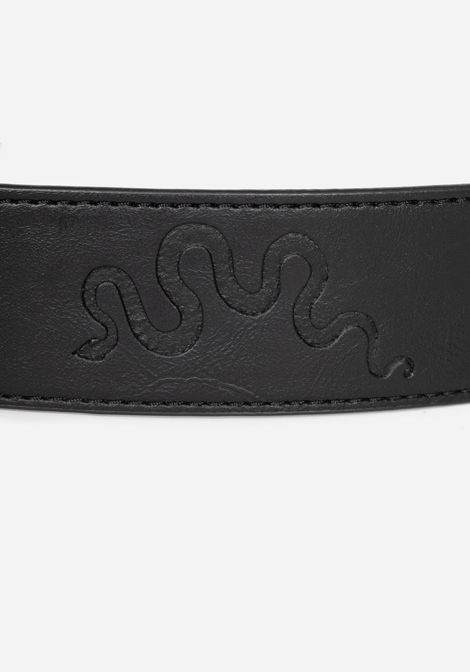 Mamba Debossed Belt With Snake Buckle - Brass - Image 6