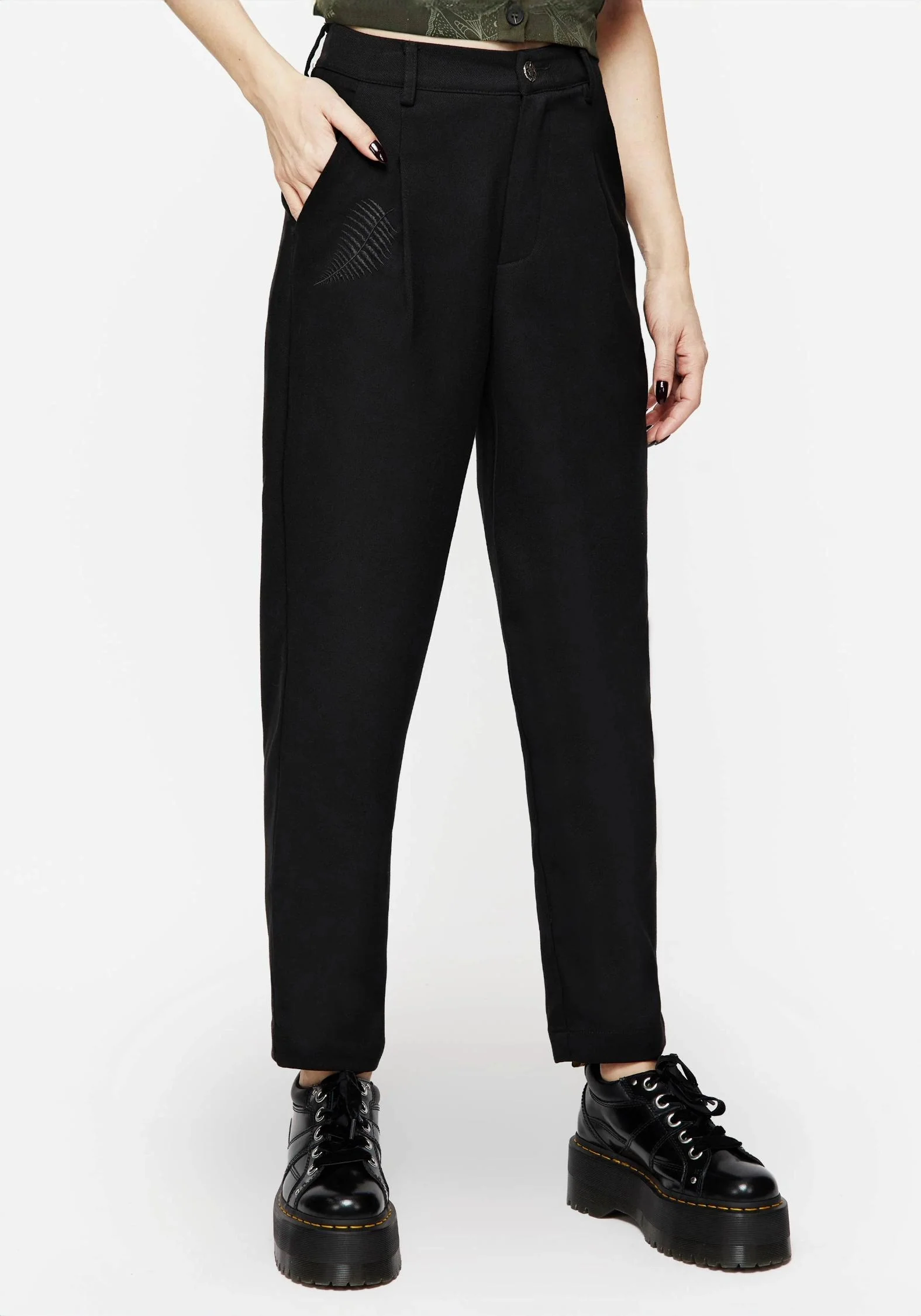 Marsilea Fern Embroidered Tapered Tailored Trousers - Image 2