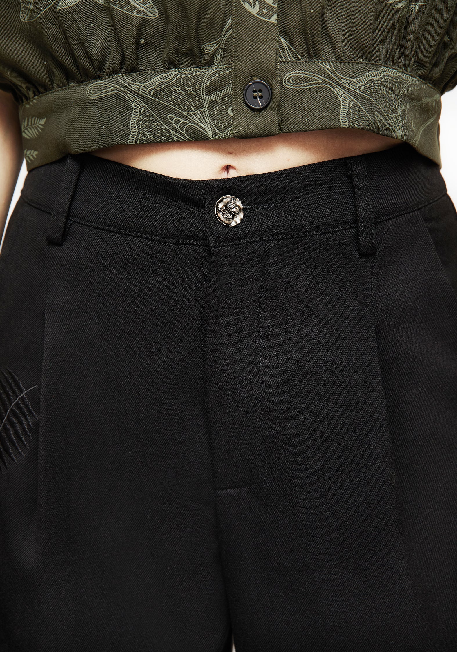 Marsilea Fern Embroidered Tapered Tailored Trousers - Image 6