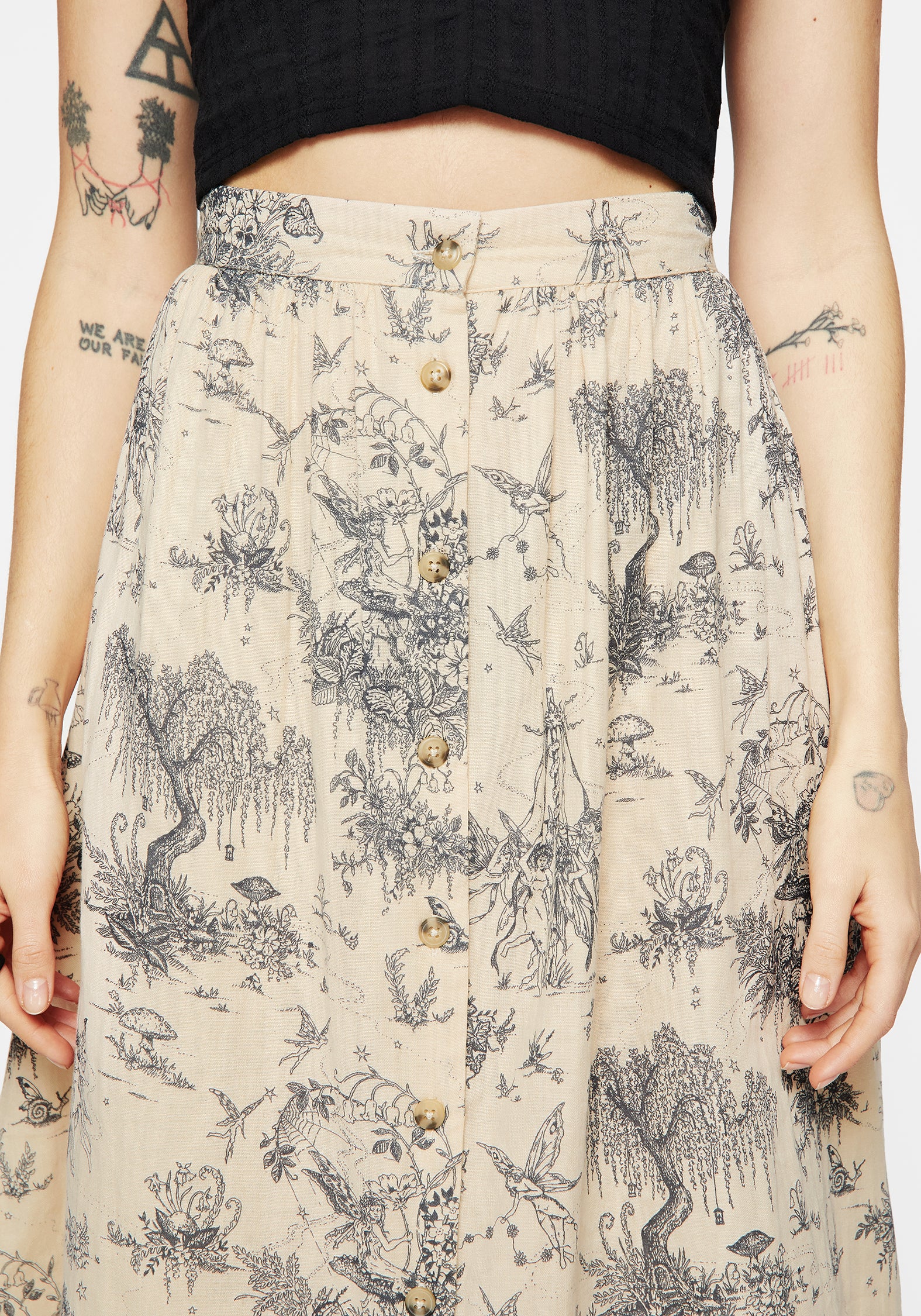 Maypole Cotton Print Button Up Midaxi Skirt - Image 2