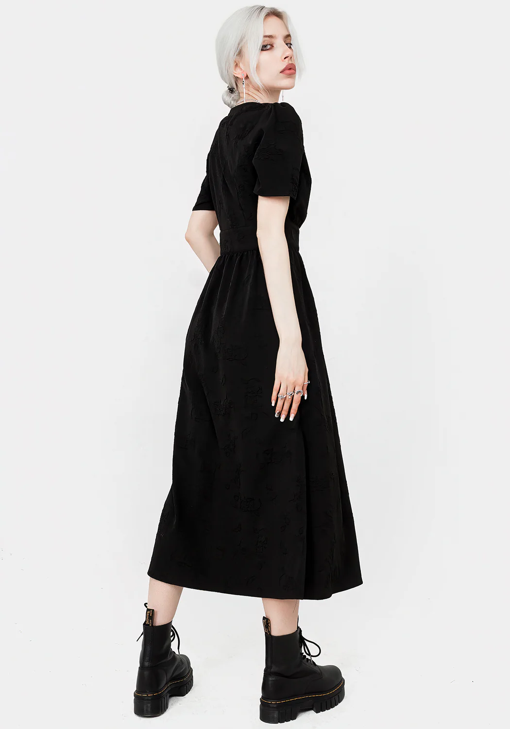 Medea Jacquard V-Neck Midaxi Dress - Image 3