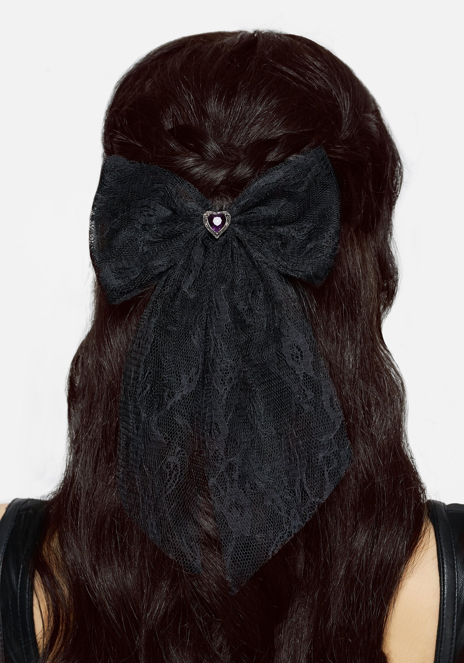 Melanie Heart Lace Hair Bow - Image 2
