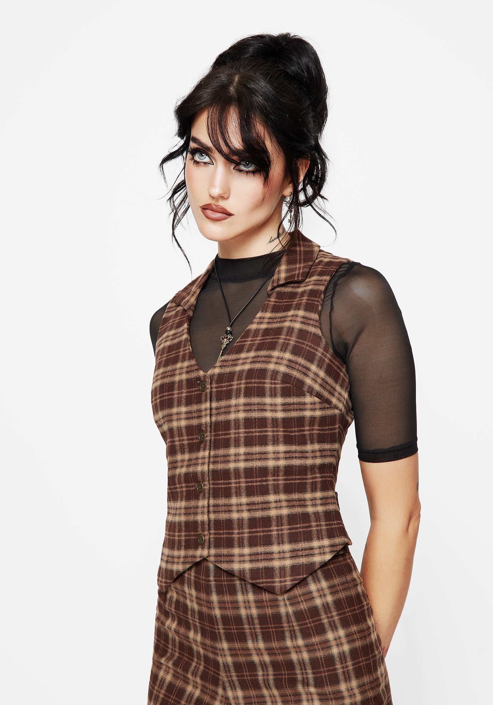 Milo Check Collared Waistcoat - Image 7