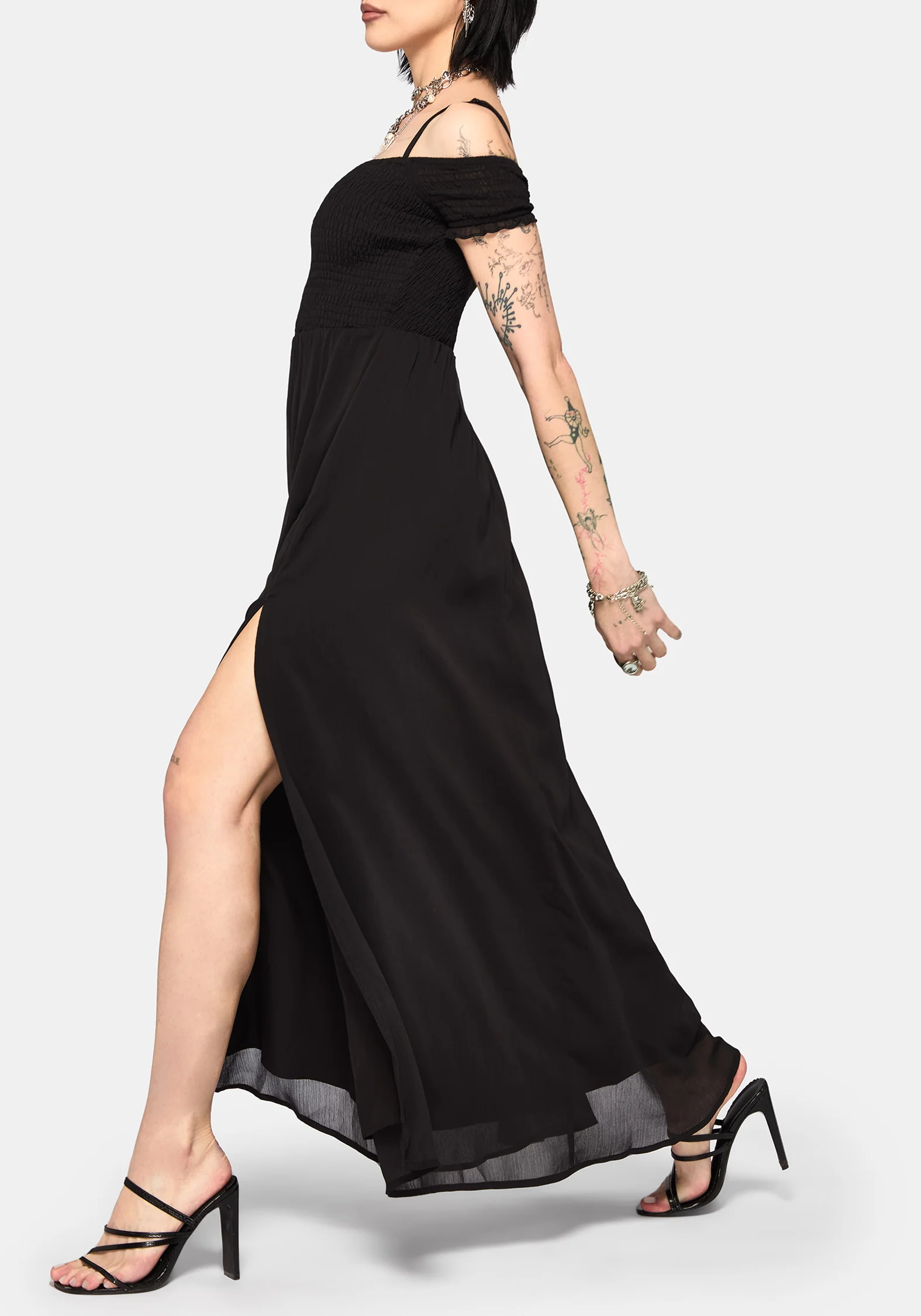 Mircalla Shirred Bardot Maxi Dress - Image 2