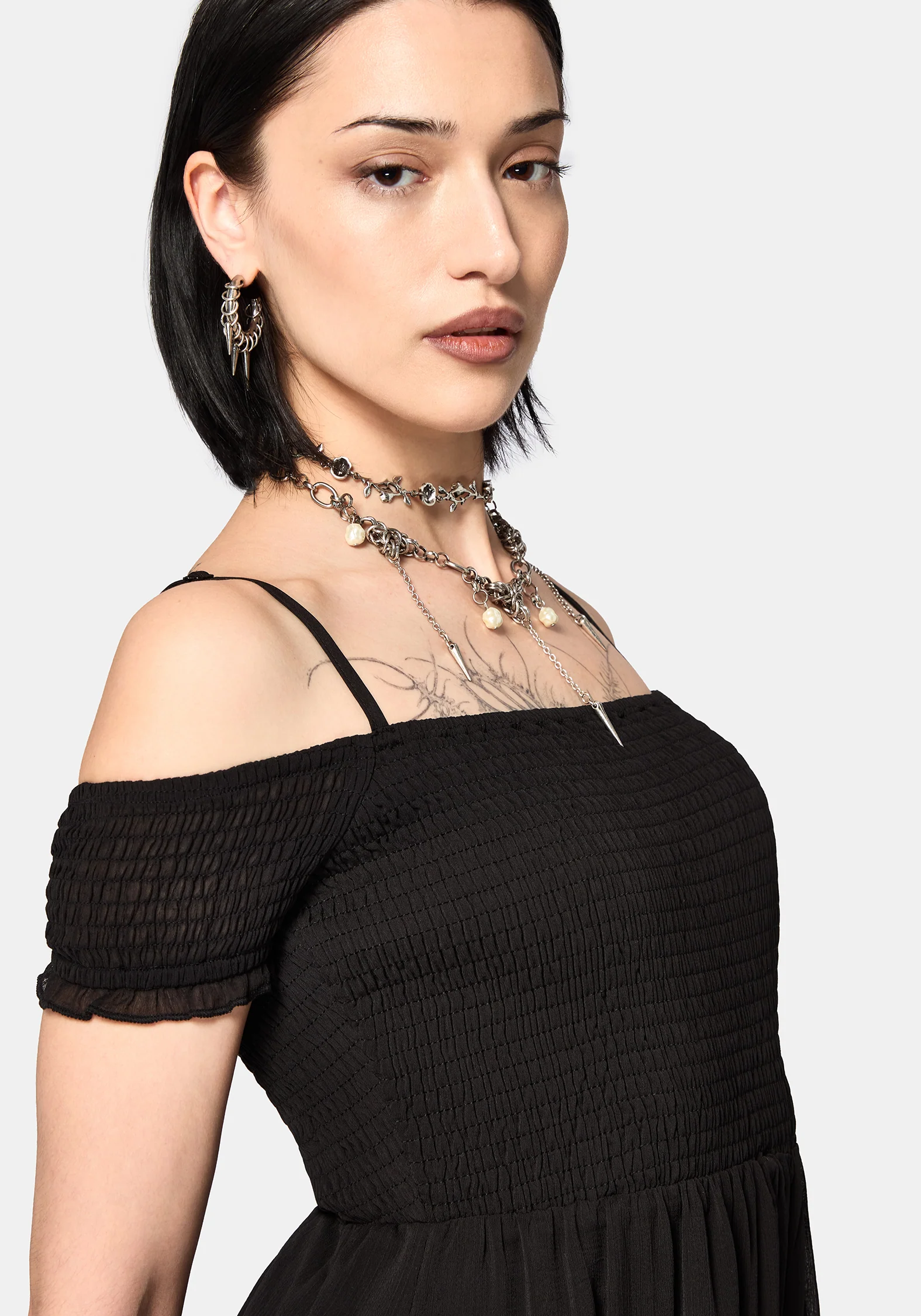 Mircalla Shirred Bardot Maxi Dress - Image 4