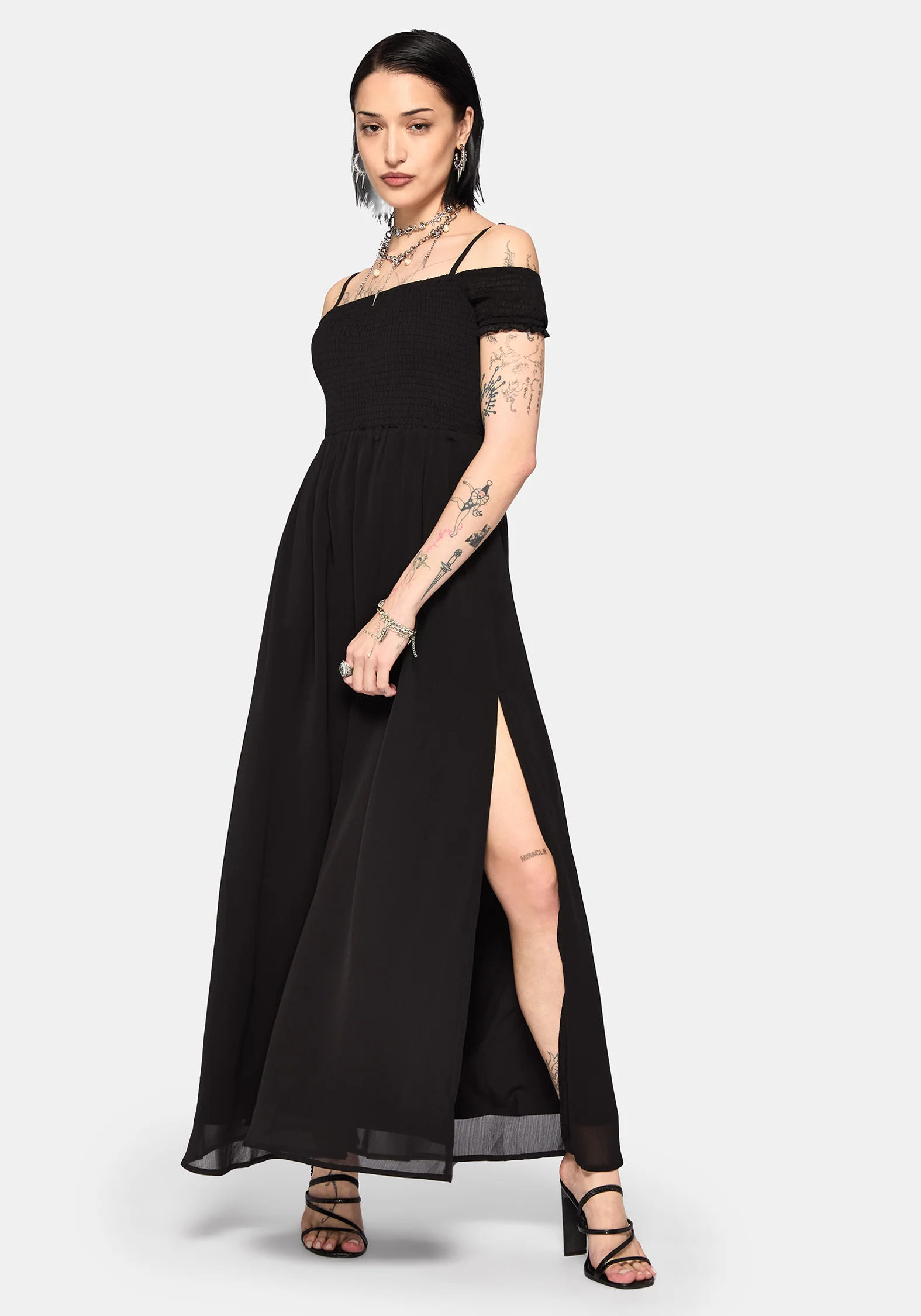 Mircalla Shirred Bardot Maxi Dress - Image 7