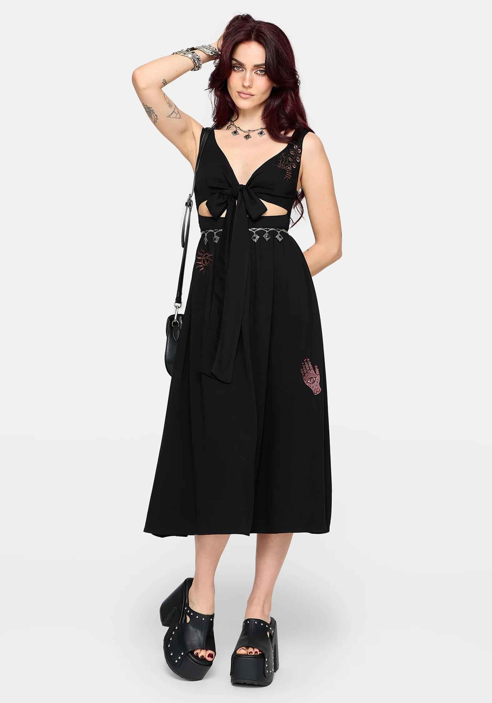 Mireth Embroidered Wrap Front Midi Dress - Image 7