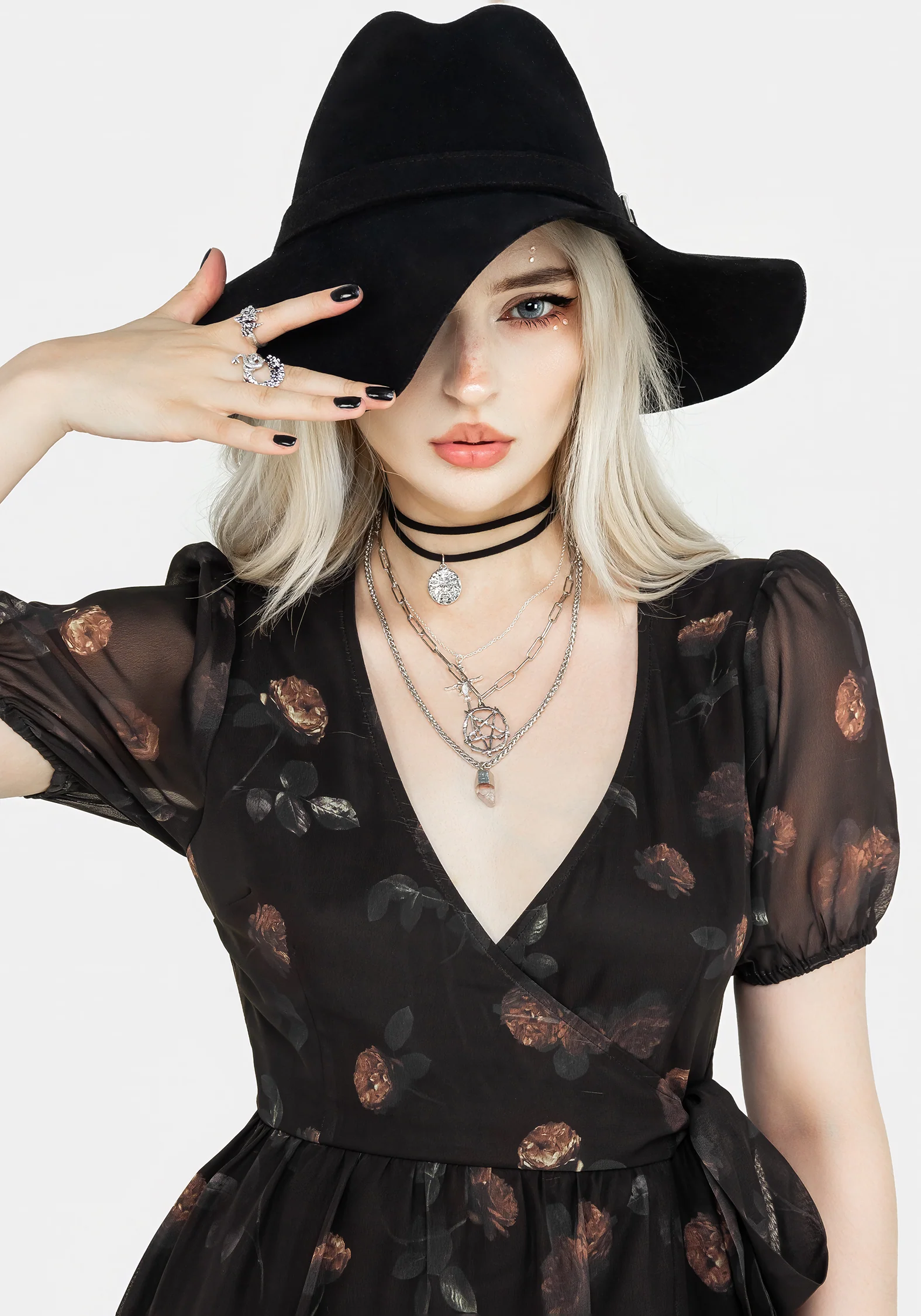 Monica Floral Chiffon Midi Wrap Dress - Image 7