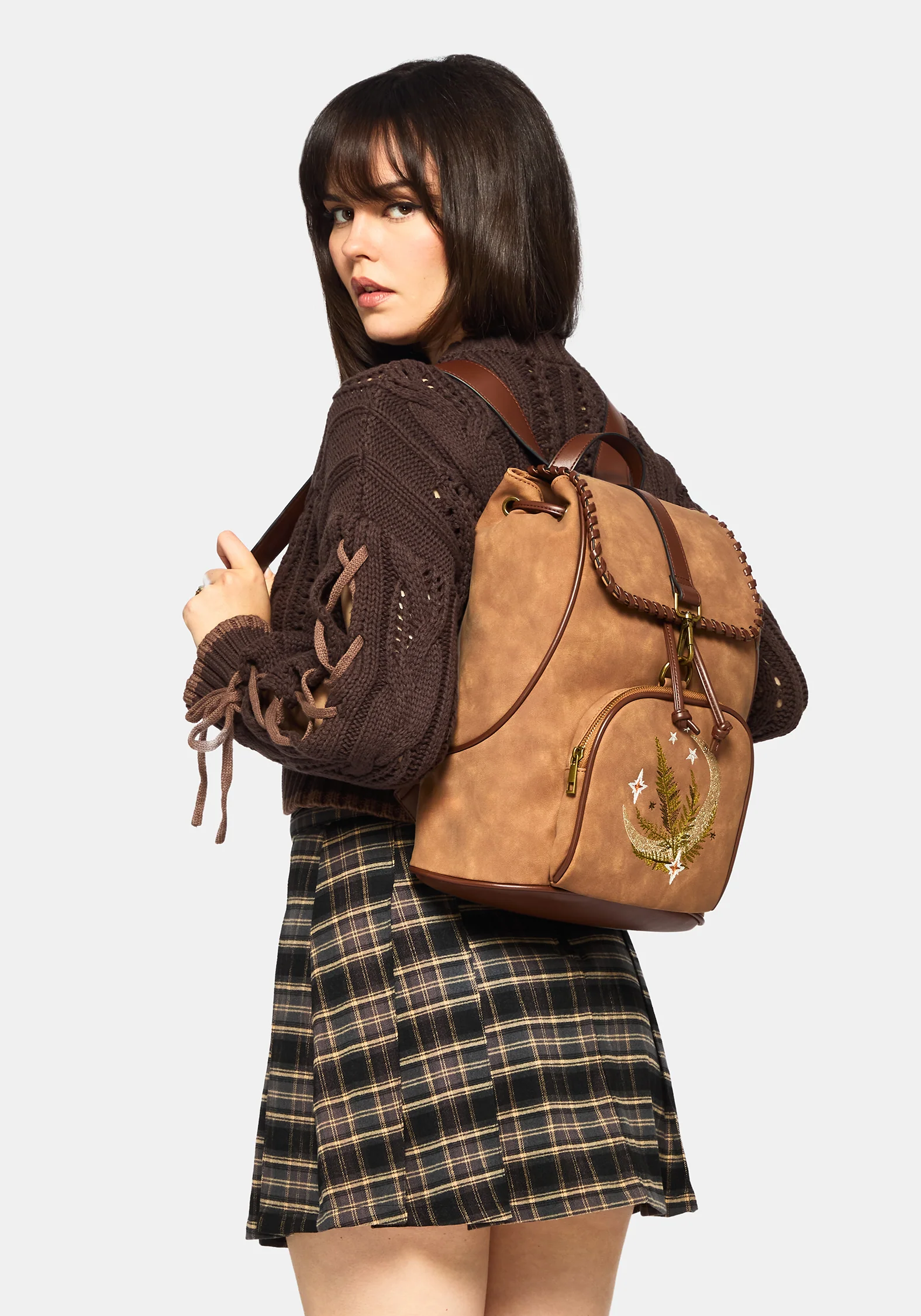Moonlit Moon Embroidered Backpack - Image 2