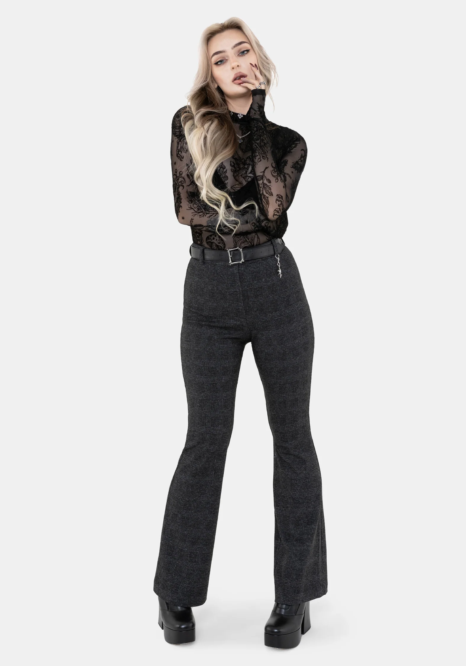 Moura Check Fit And Flare Trouser With Charm