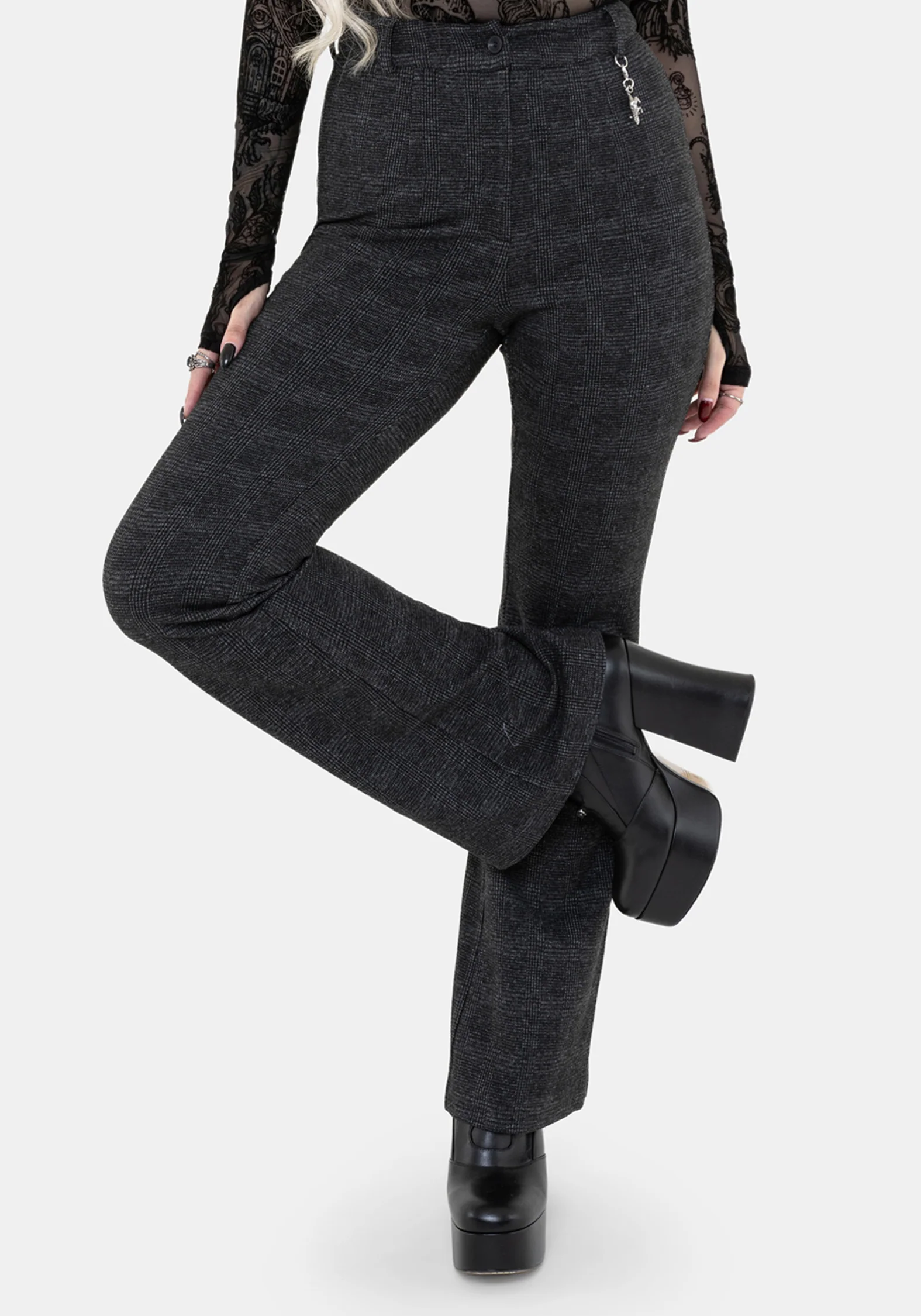 Moura Check Fit And Flare Trouser With Charm - Image 4