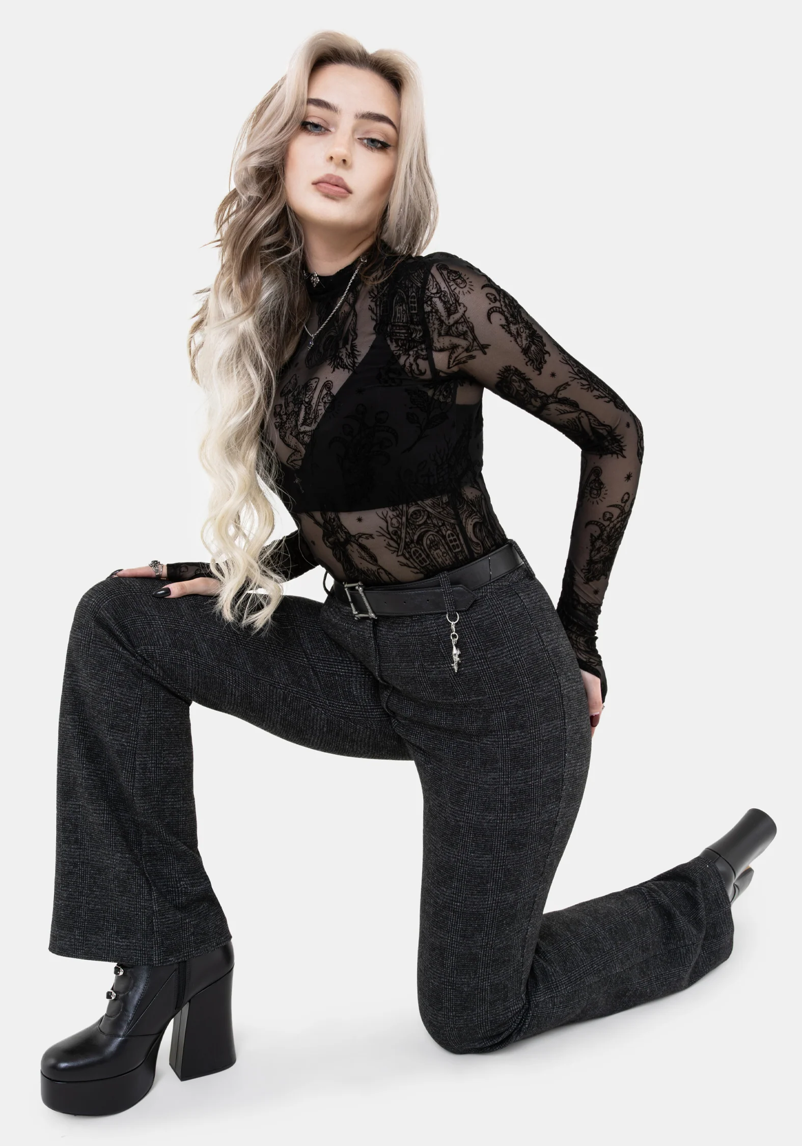 Moura Check Fit And Flare Trouser With Charm - Image 5