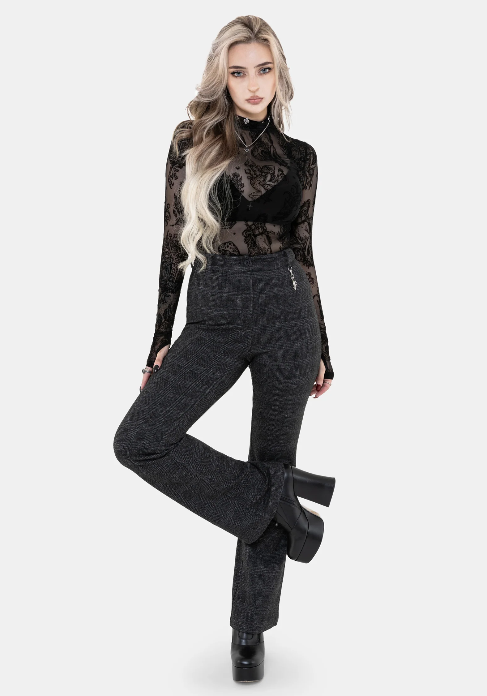 Moura Check Fit And Flare Trouser With Charm - Image 7