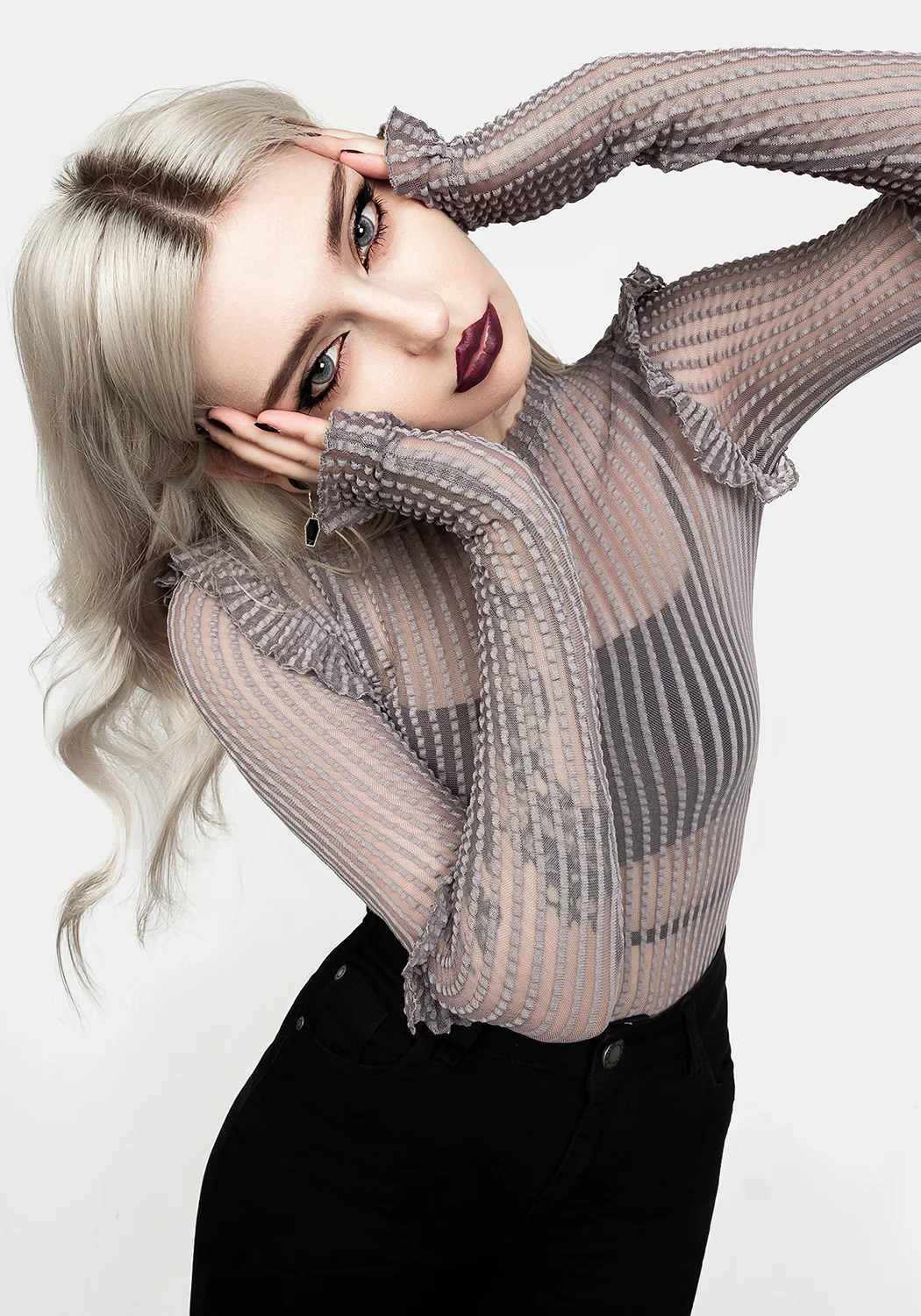 MOURNING RUFFLE TOP GHOST GREY - Image 2