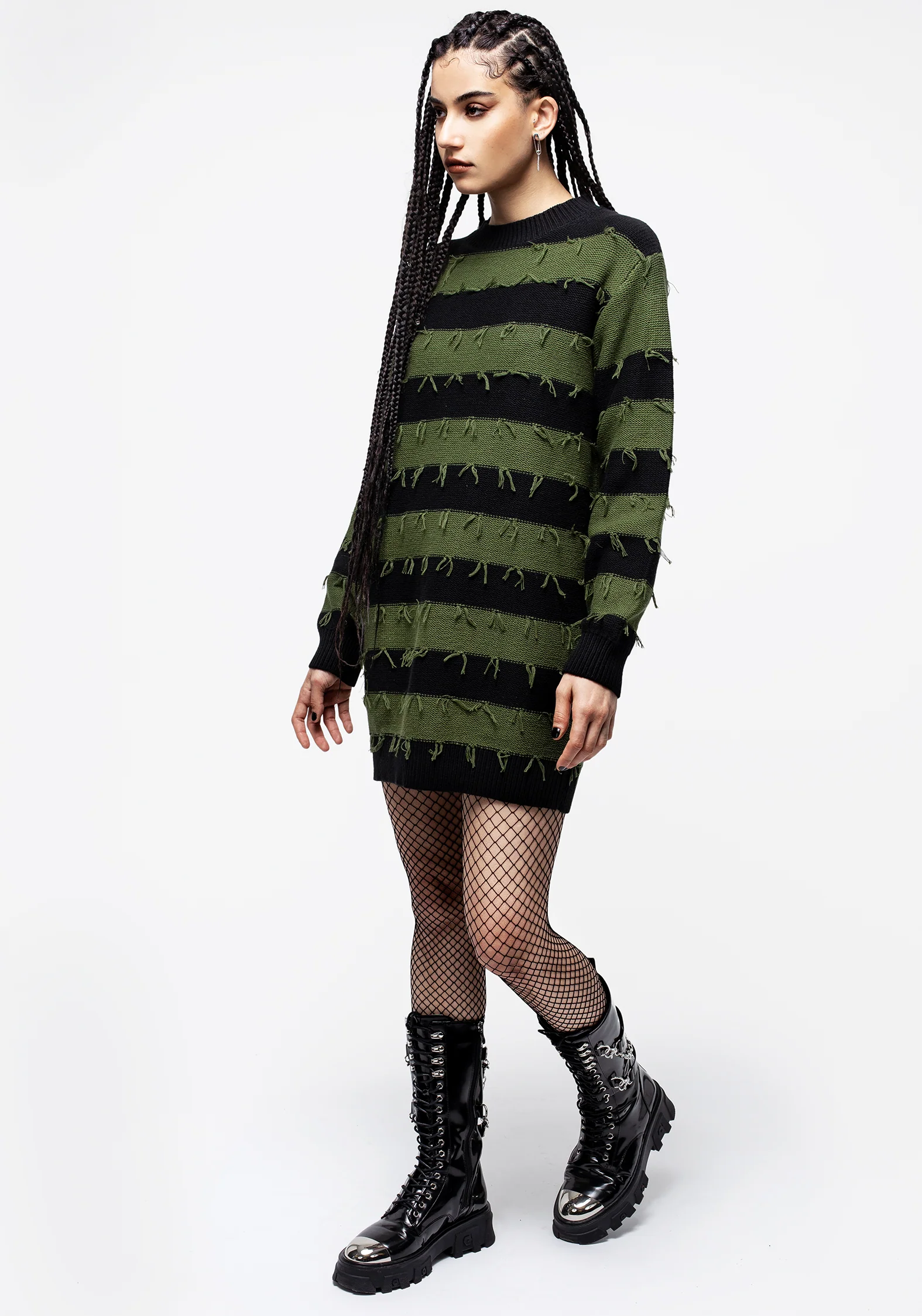 Nancy Stripe Oversized Jumper - Green and Black - Image 4