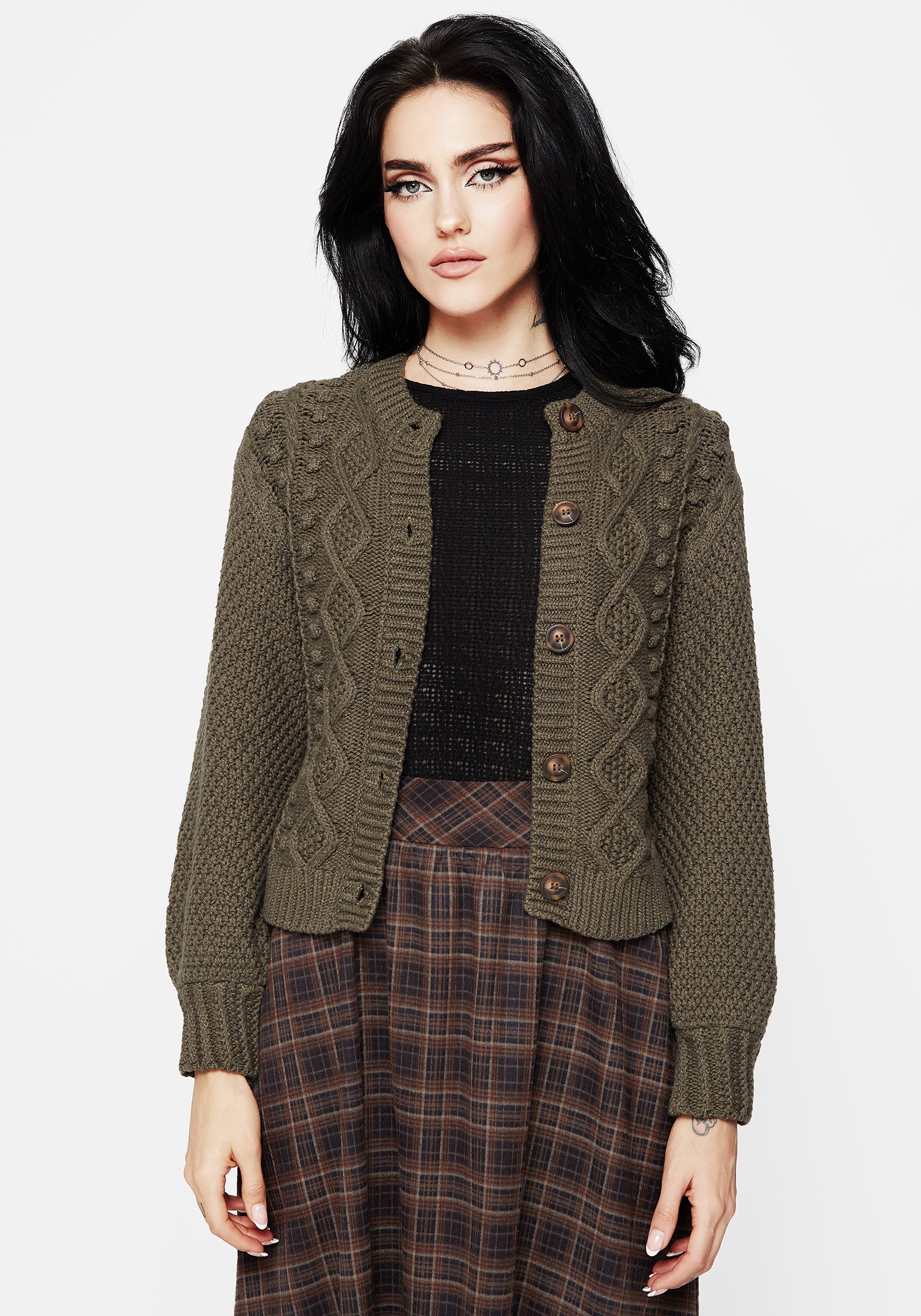 Nerthus Pom Pom Cable Knit Cardigan - Image 6