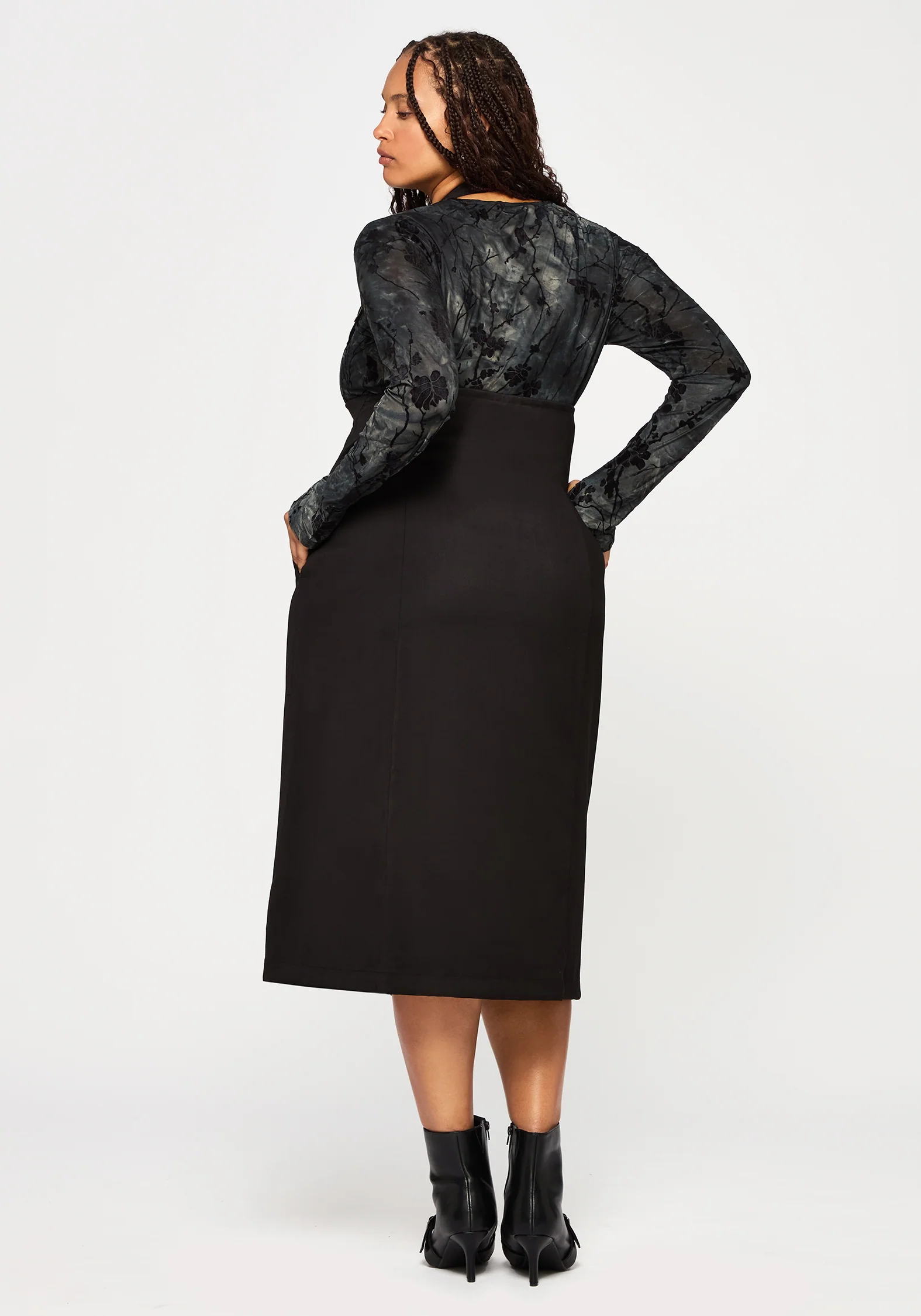 New Age Halter Neck Pinafore Midi Dress - Black - Image 9
