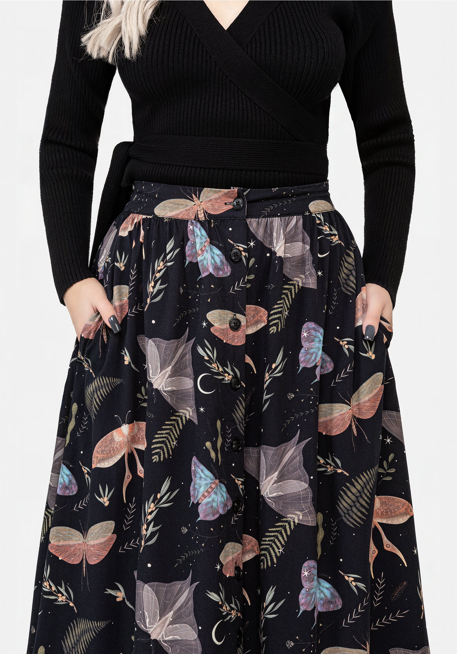 Nightmoth Button Up Midi Skirt - Image 2