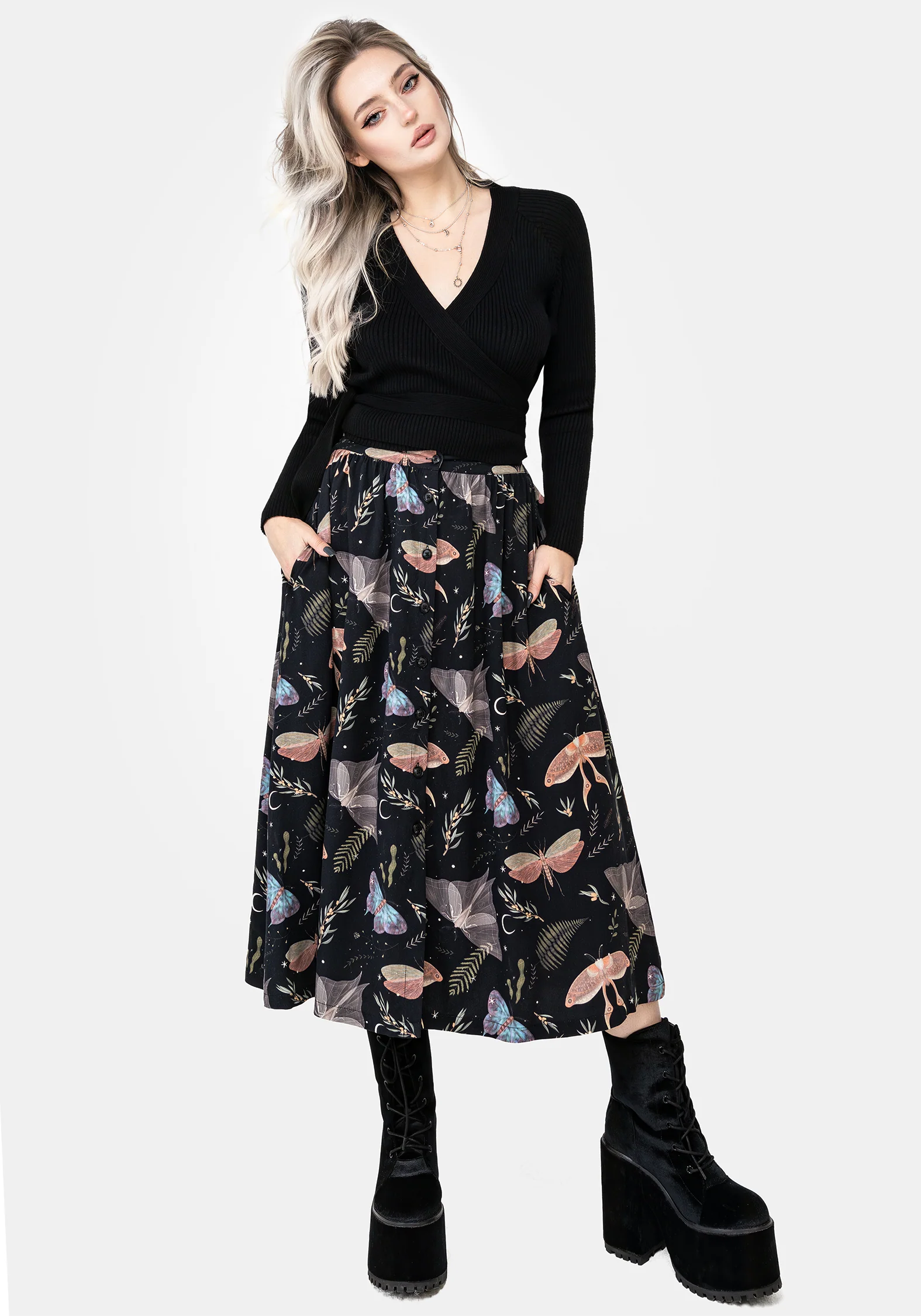 Nightmoth Button Up Midi Skirt - Image 4
