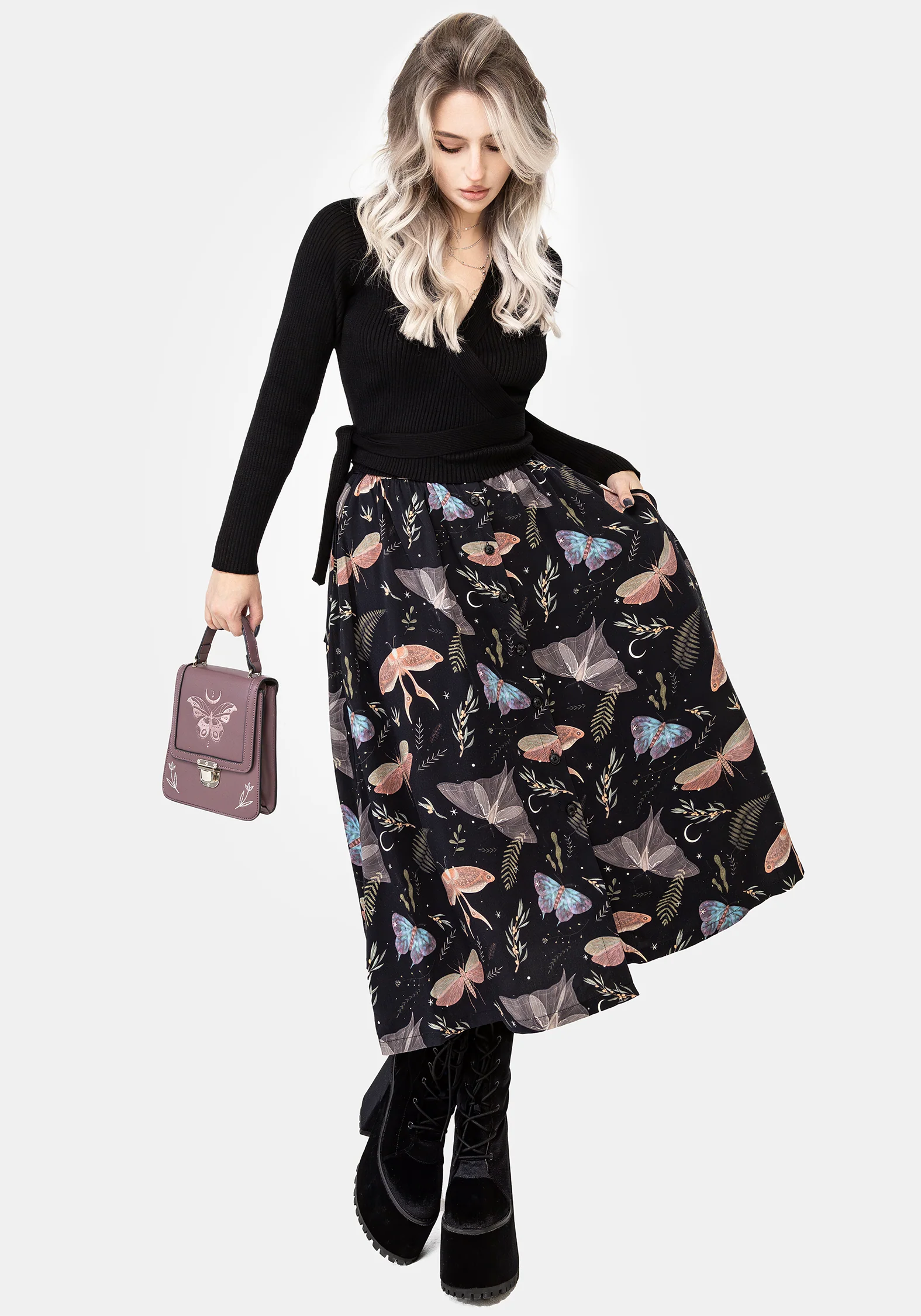 Nightmoth Button Up Midi Skirt - Image 5