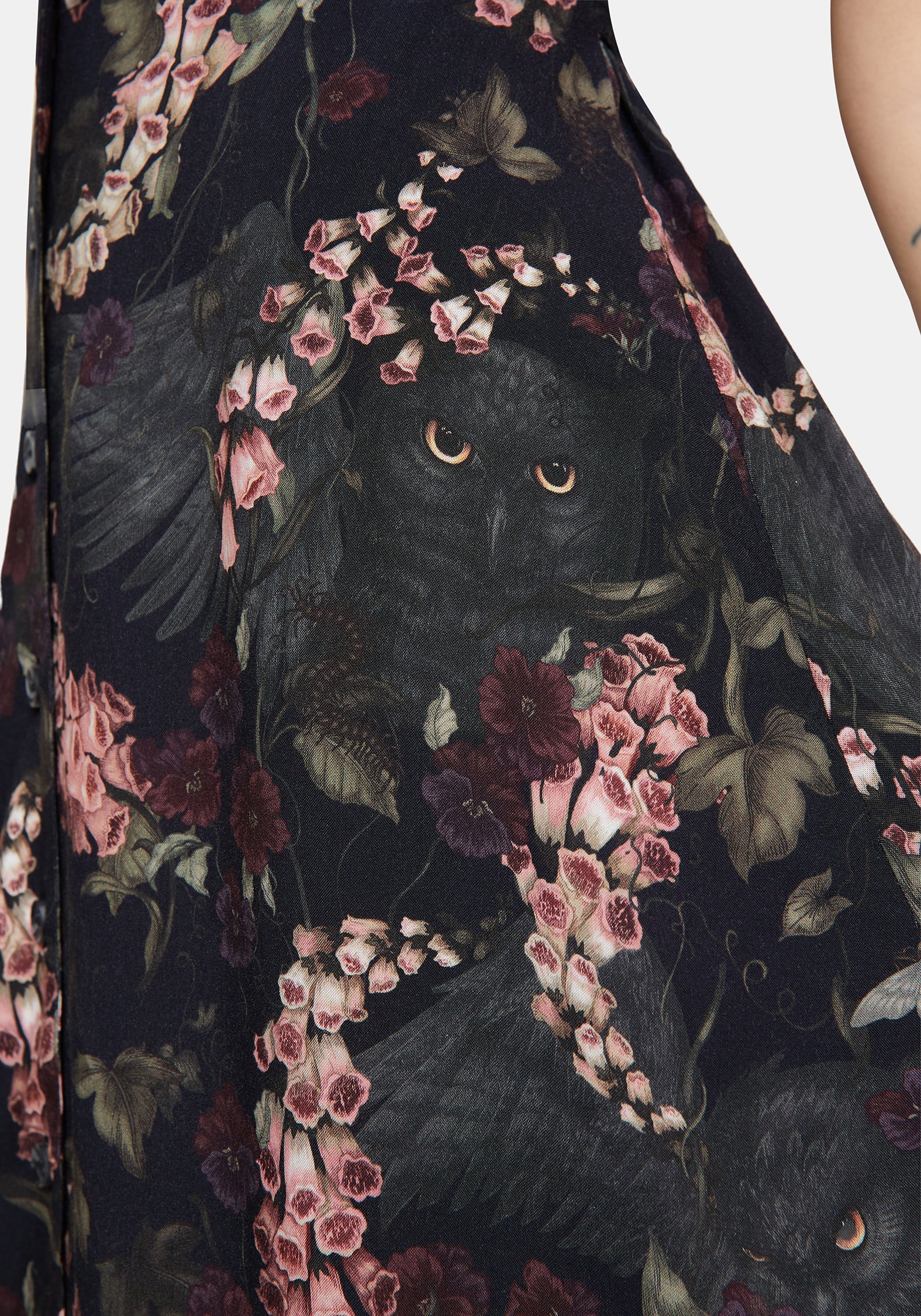 Noctua Owl Foxglove Printed Button Up Cami Mini Dress - Image 2