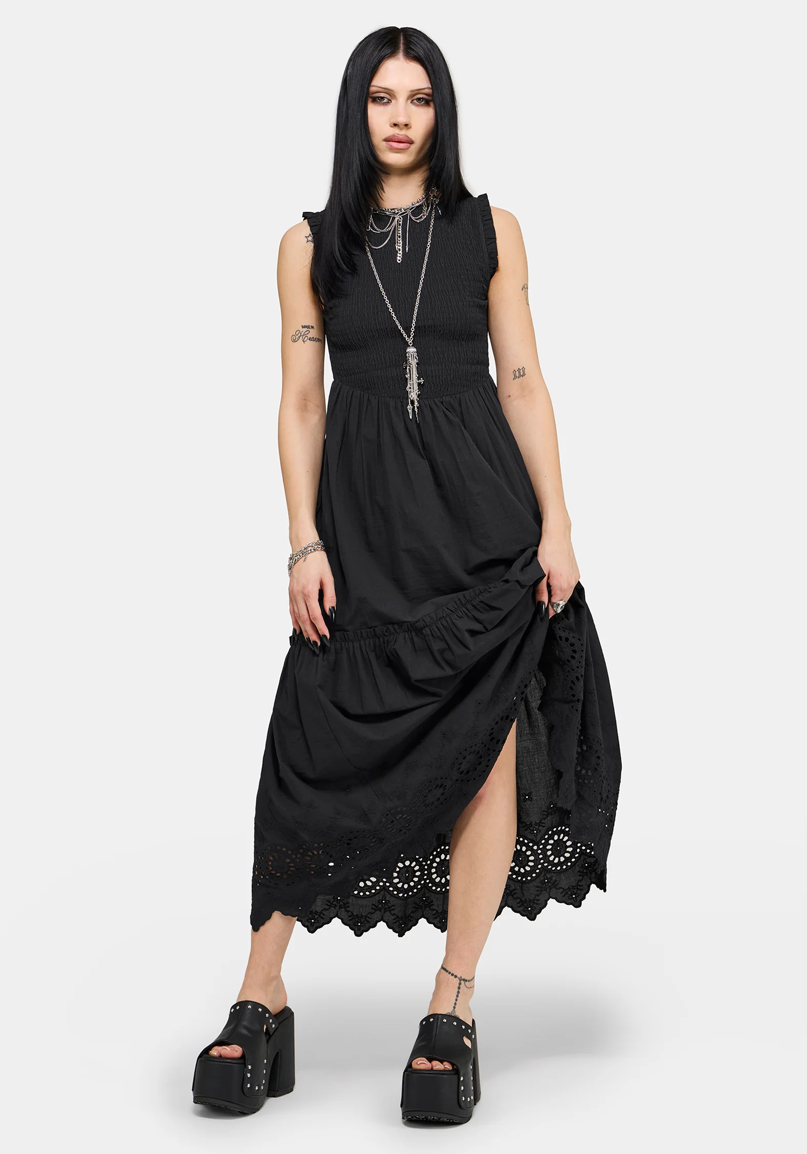 Noirette Broderie Midi Dress - Image 4