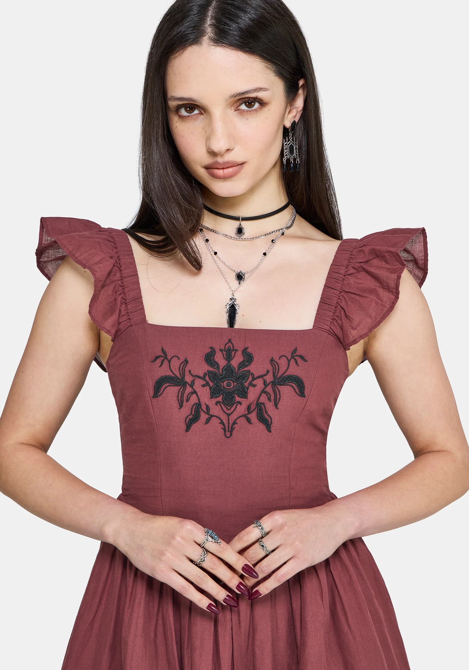 Noirette Broderie Mini Dress - Image 6