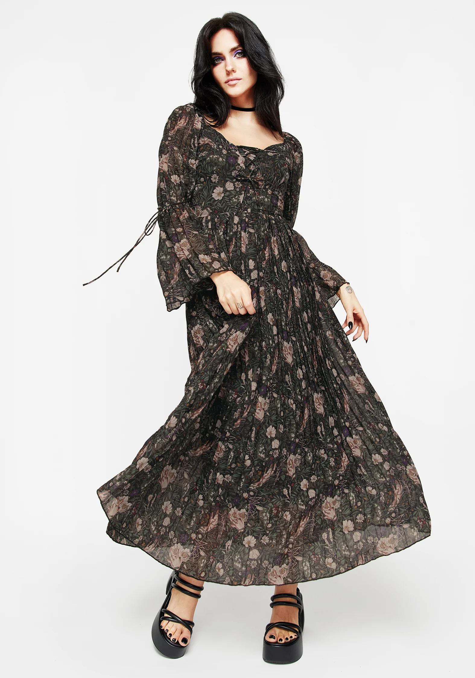 Ophelia Pleated Chiffon Maxi Dress - Image 4