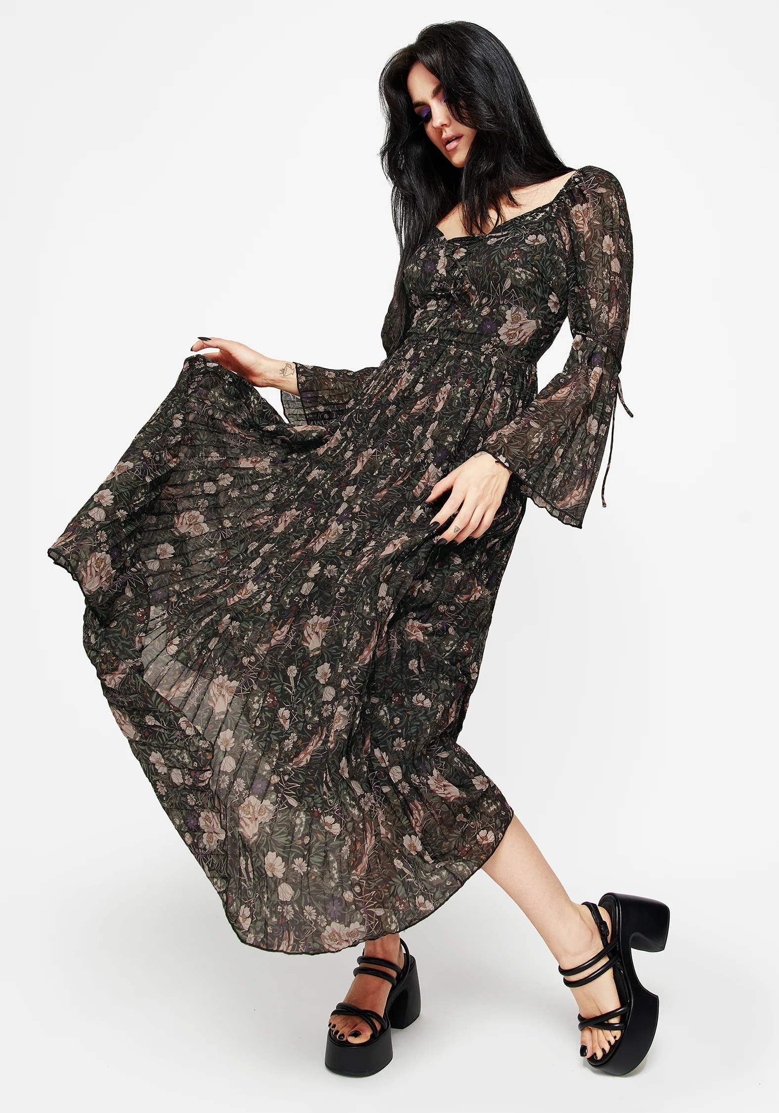Ophelia Pleated Chiffon Maxi Dress - Image 5