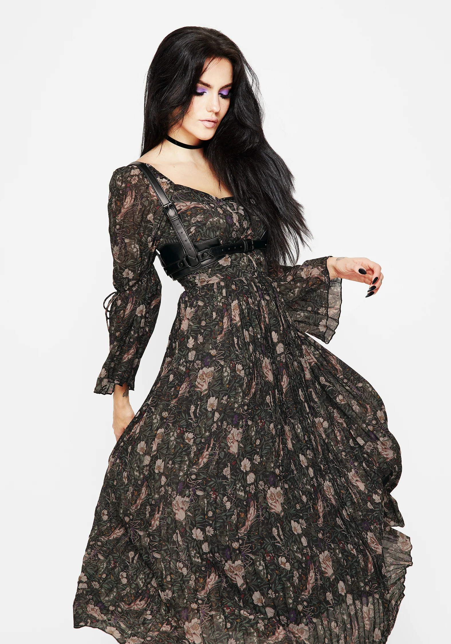 Ophelia Pleated Chiffon Maxi Dress - Image 7