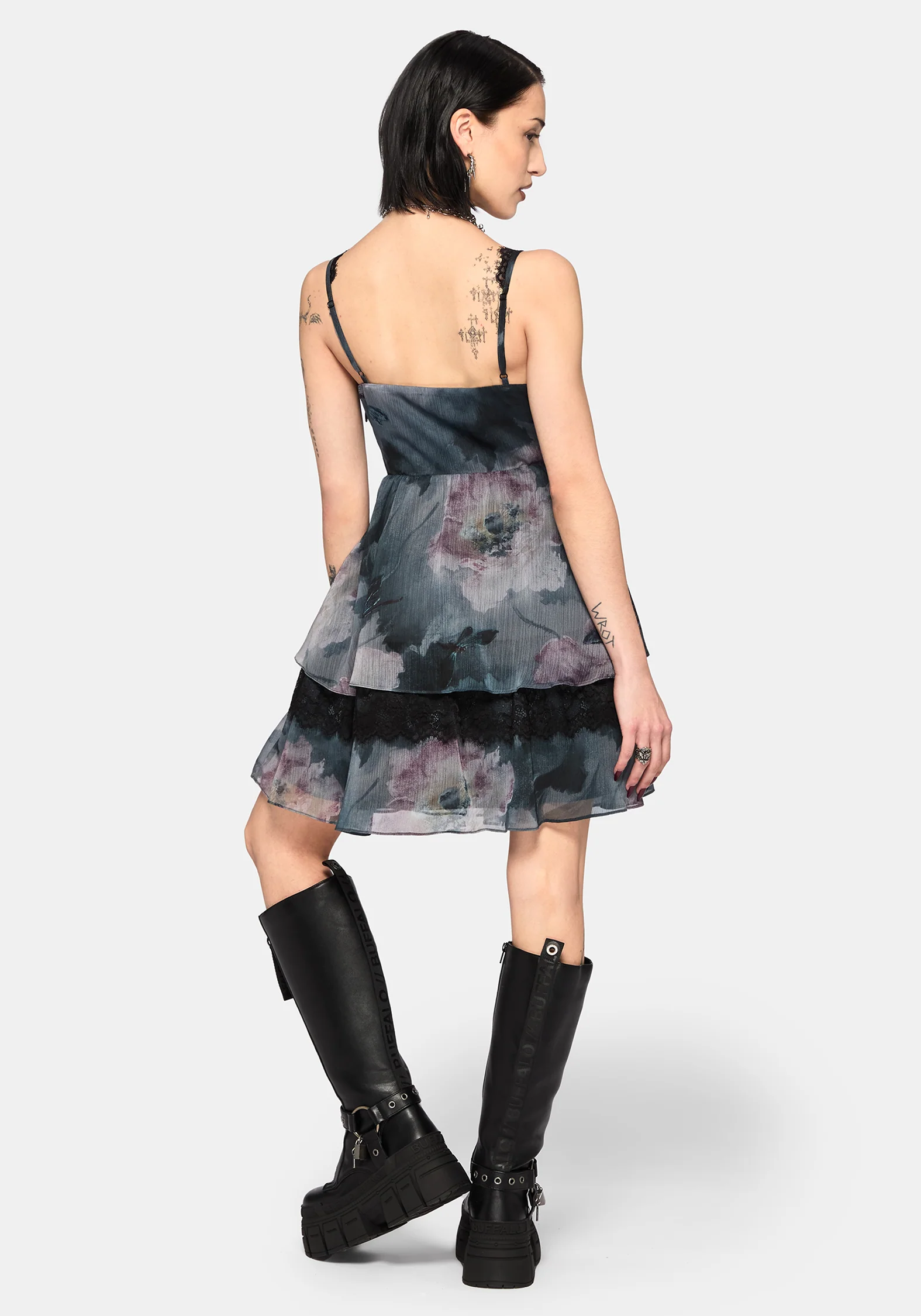 Ophelie Chiffon Lace Cami Mini Dress - Image 3