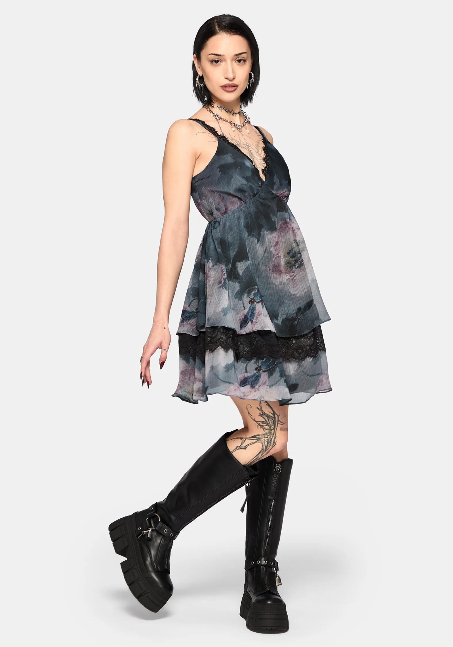 Ophelie Chiffon Lace Cami Mini Dress - Image 5