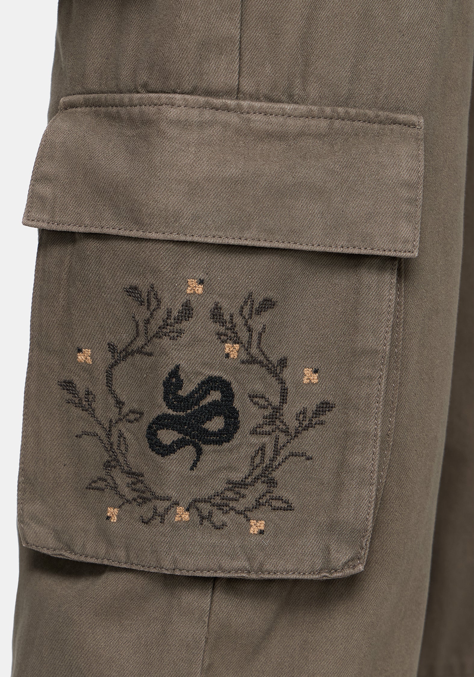 Ophidian Snake Embroidered Cargo Trousers - Image 2