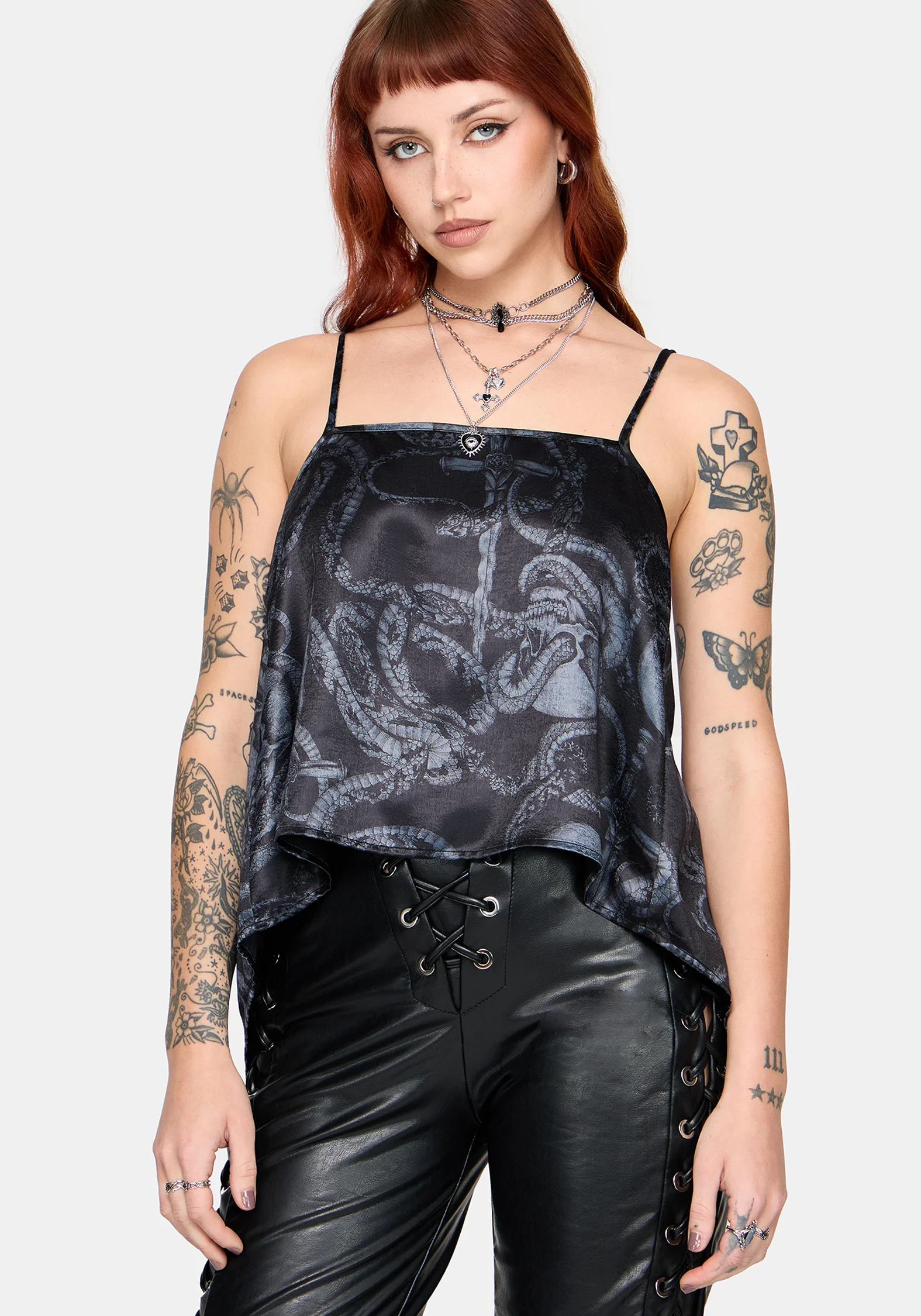 Ophion Print Backless Hanky Hem Cami - Image 5