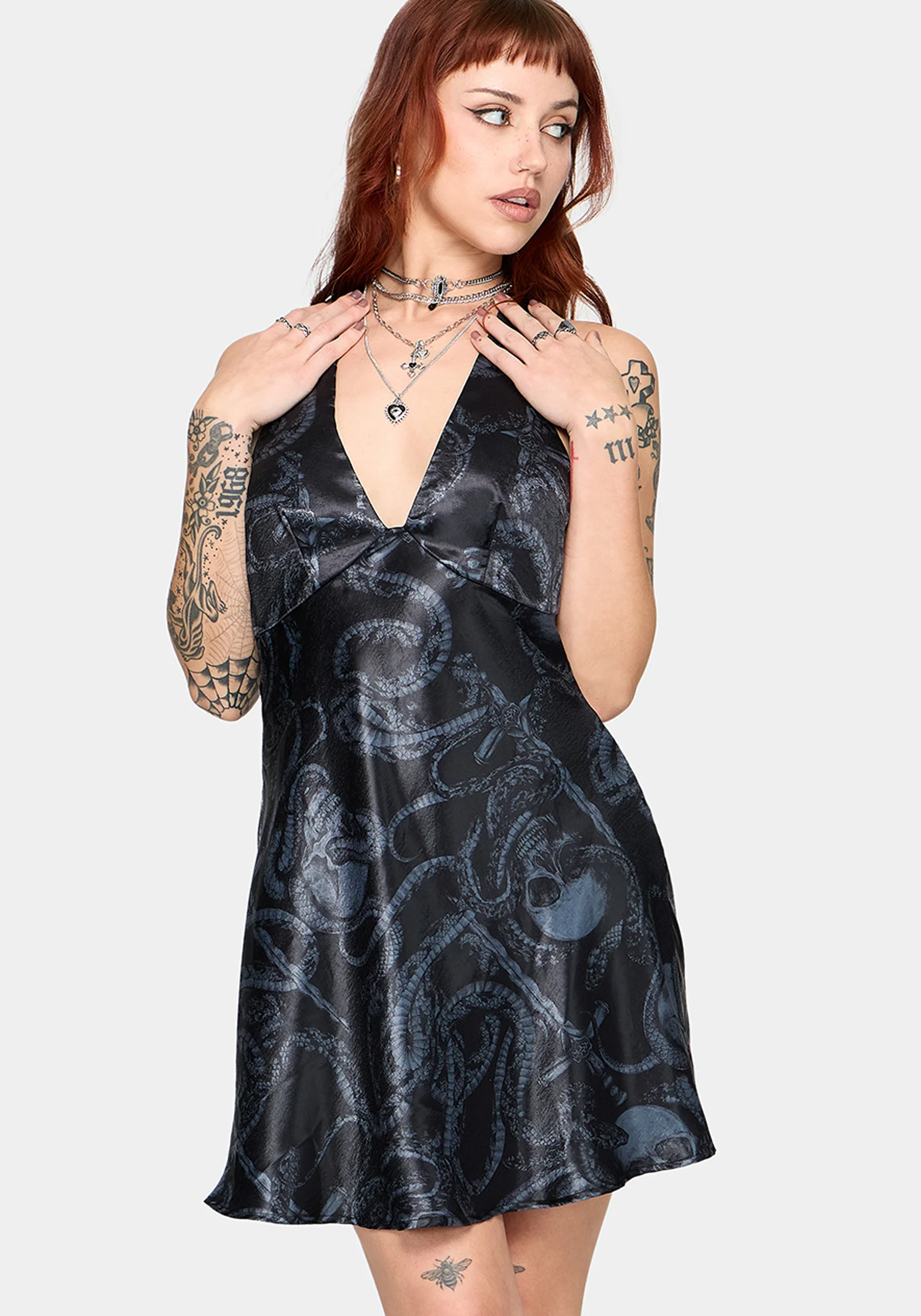 Ophion Print Satin Halterneck Mini Dress - Image 8