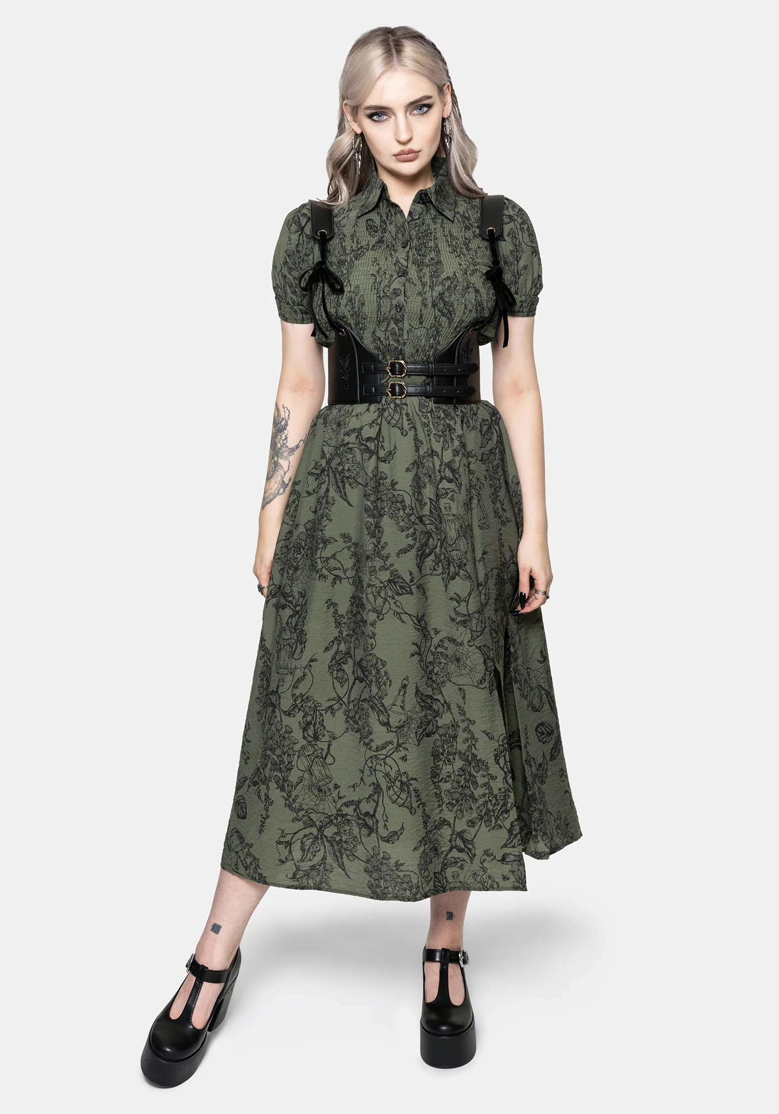 Orla Foxglove Potion Print Shirred Bodice Midaxi Dress