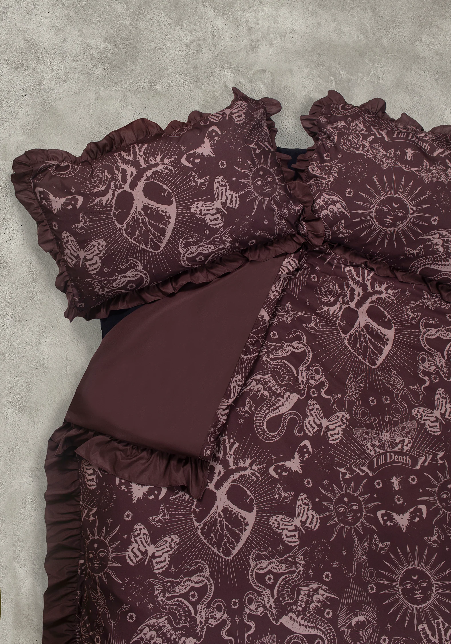 Paramour Frilled Edge Tattoo Print Bedding Set (UK King) - Image 2