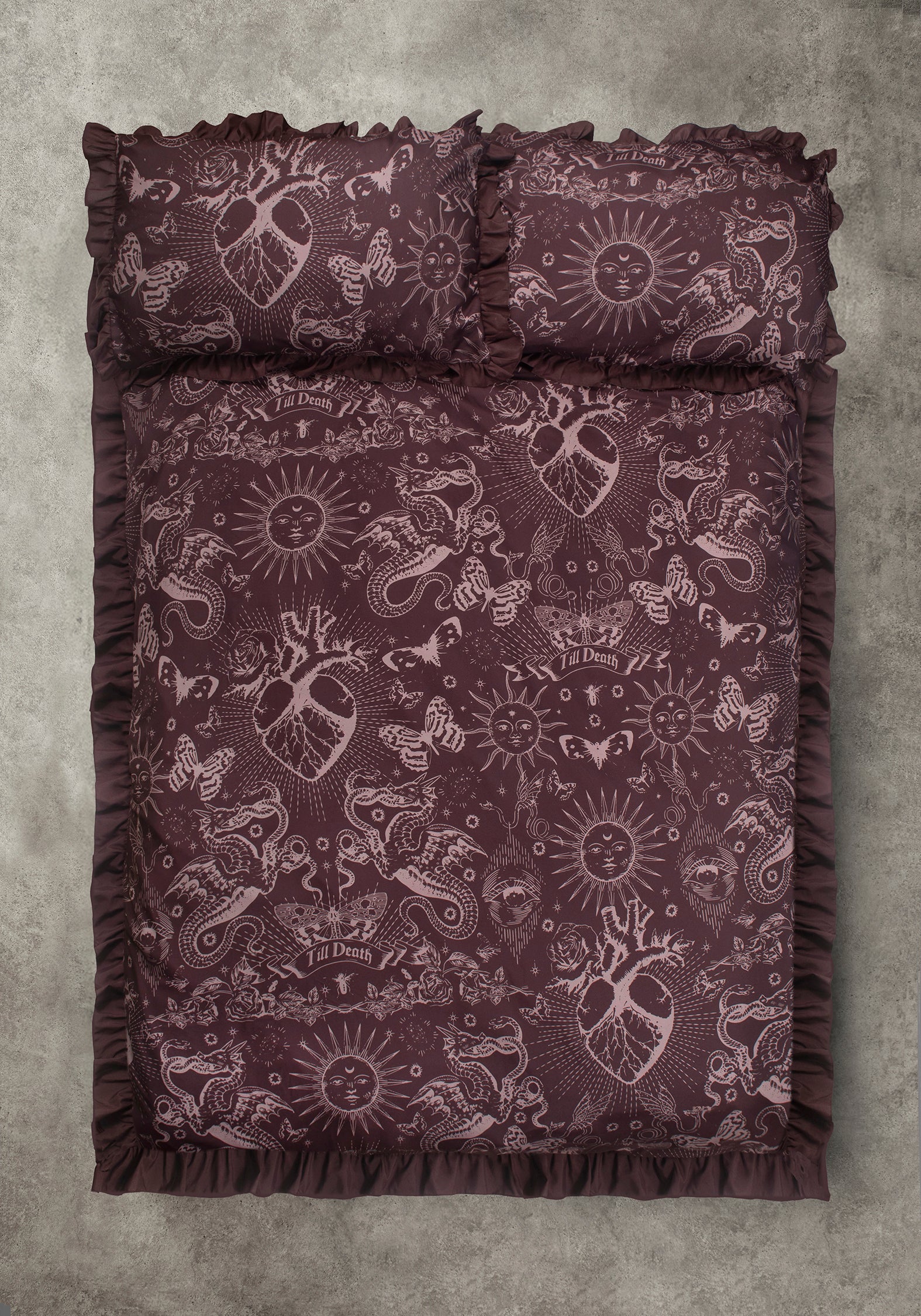 Paramour Frilled Edge Tattoo Print Bedding Set (UK King) - Image 3