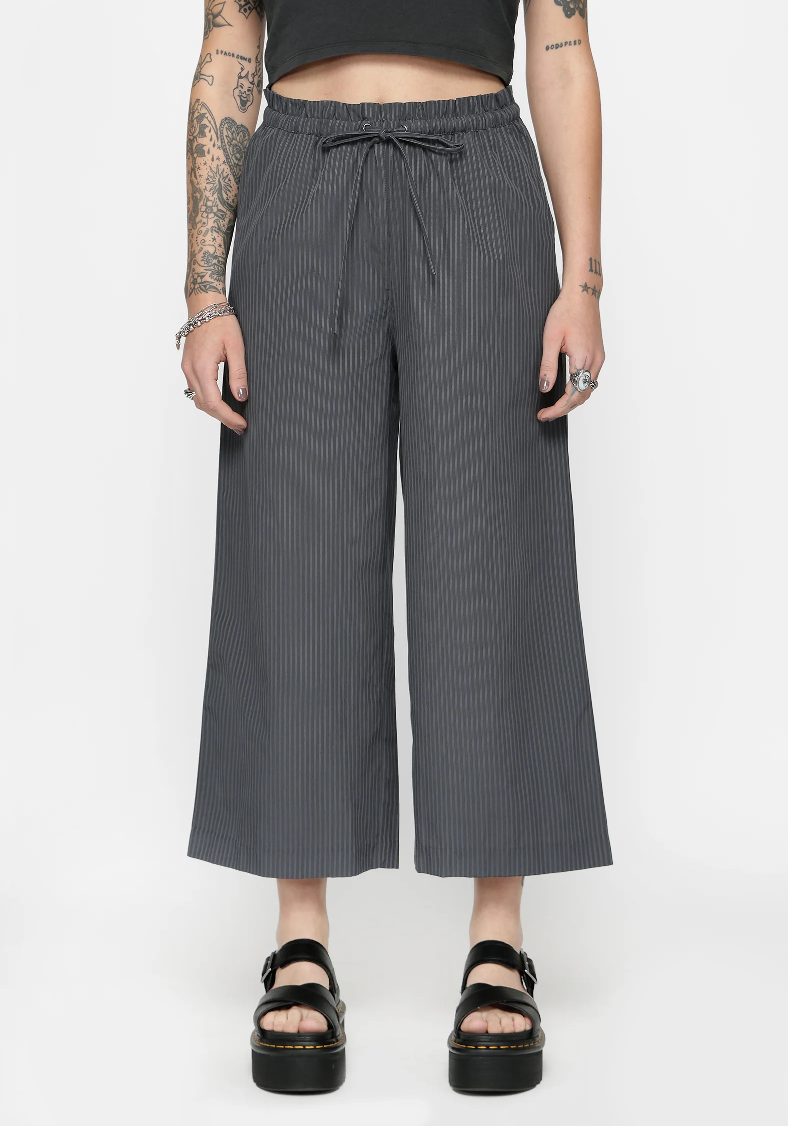 Penny Charcoal Stripe Culotte - Image 2