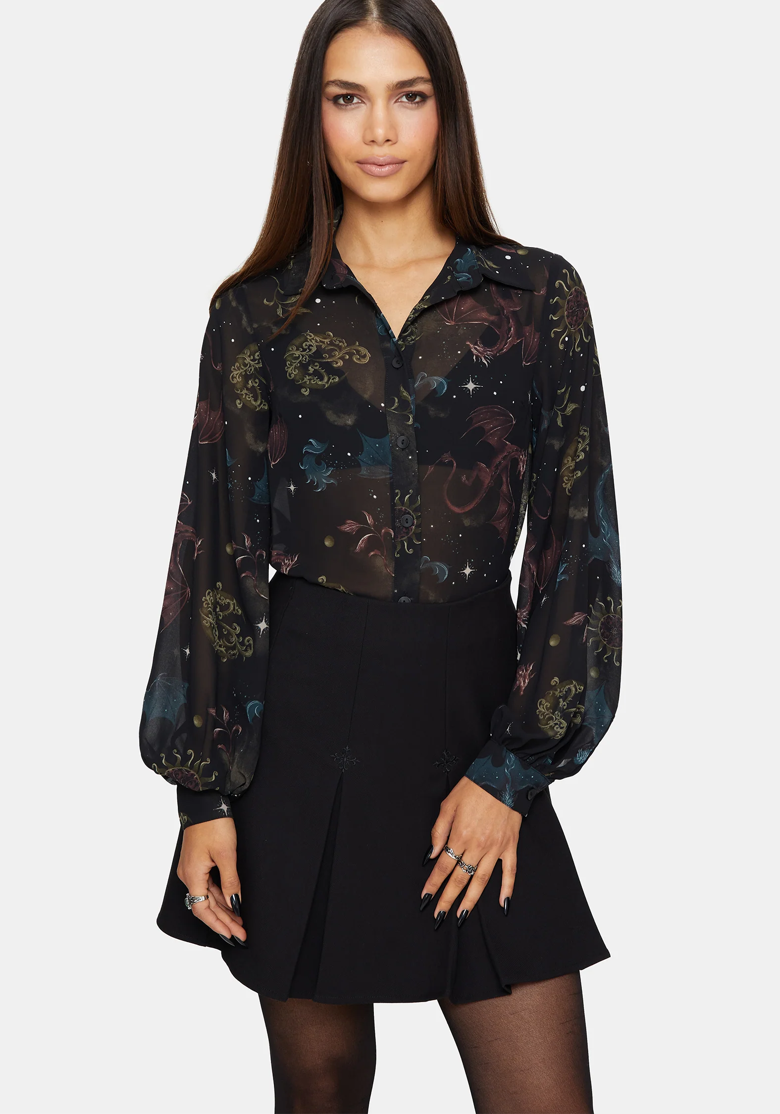 Phoenix Dragon Chiffon Blouse - Image 4