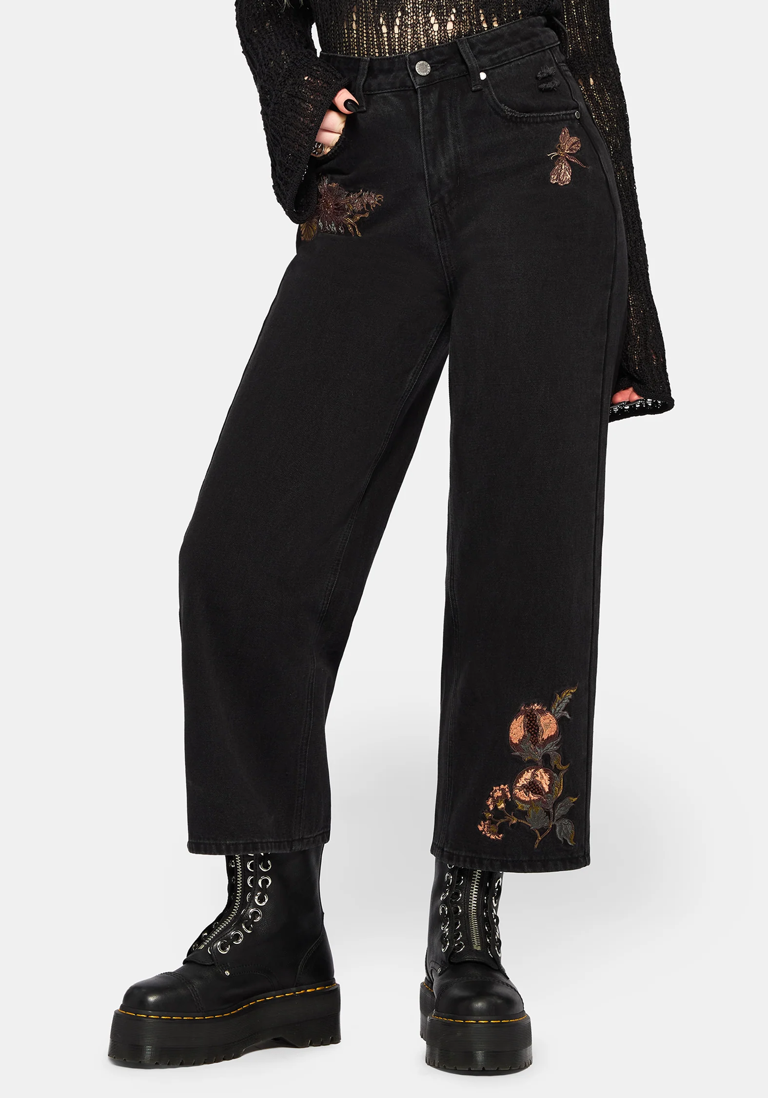 Poison Eden Embroidered Denim Culotte
