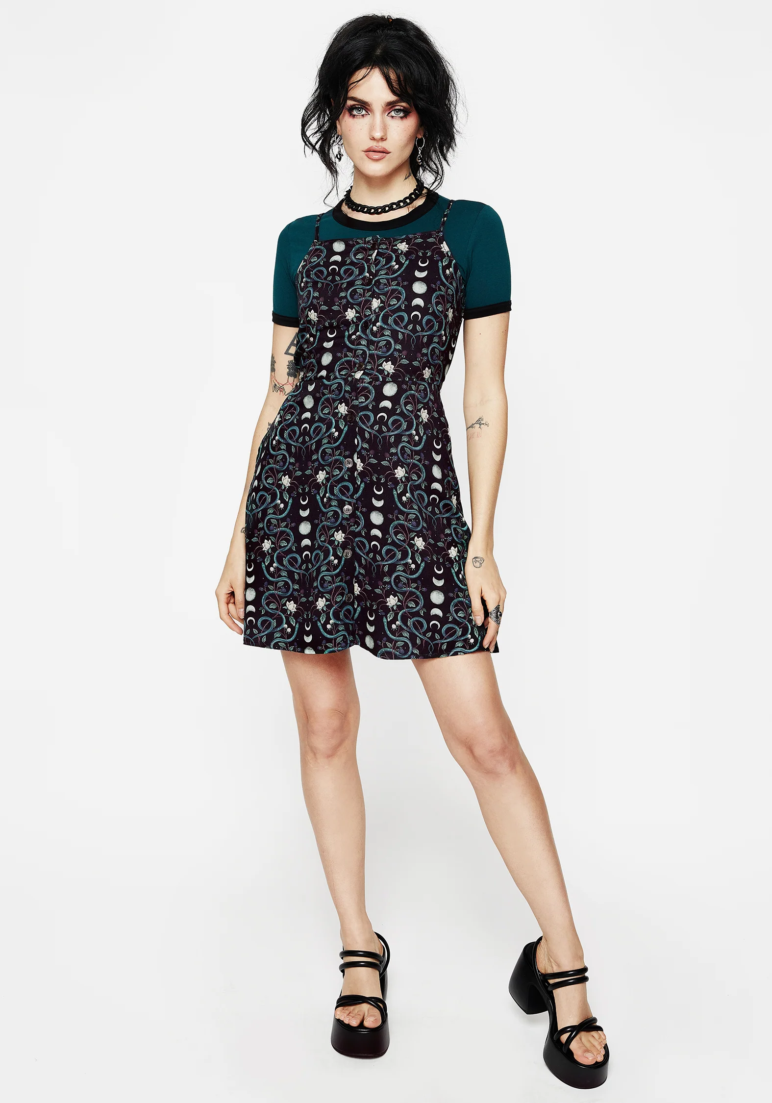 Pythia Button Up Mini Apron Dress - Image 4