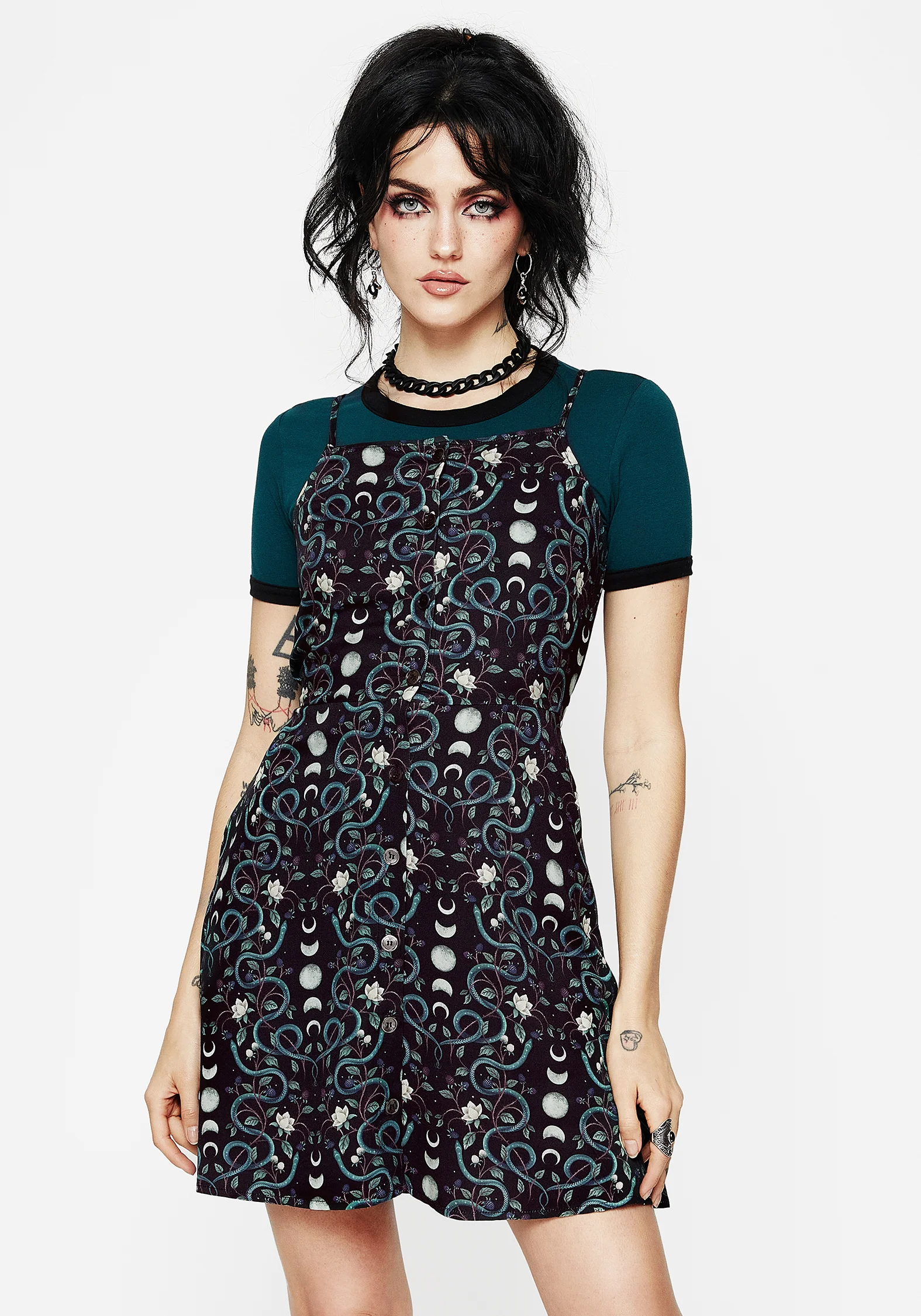 Pythia Button Up Mini Apron Dress - Image 5