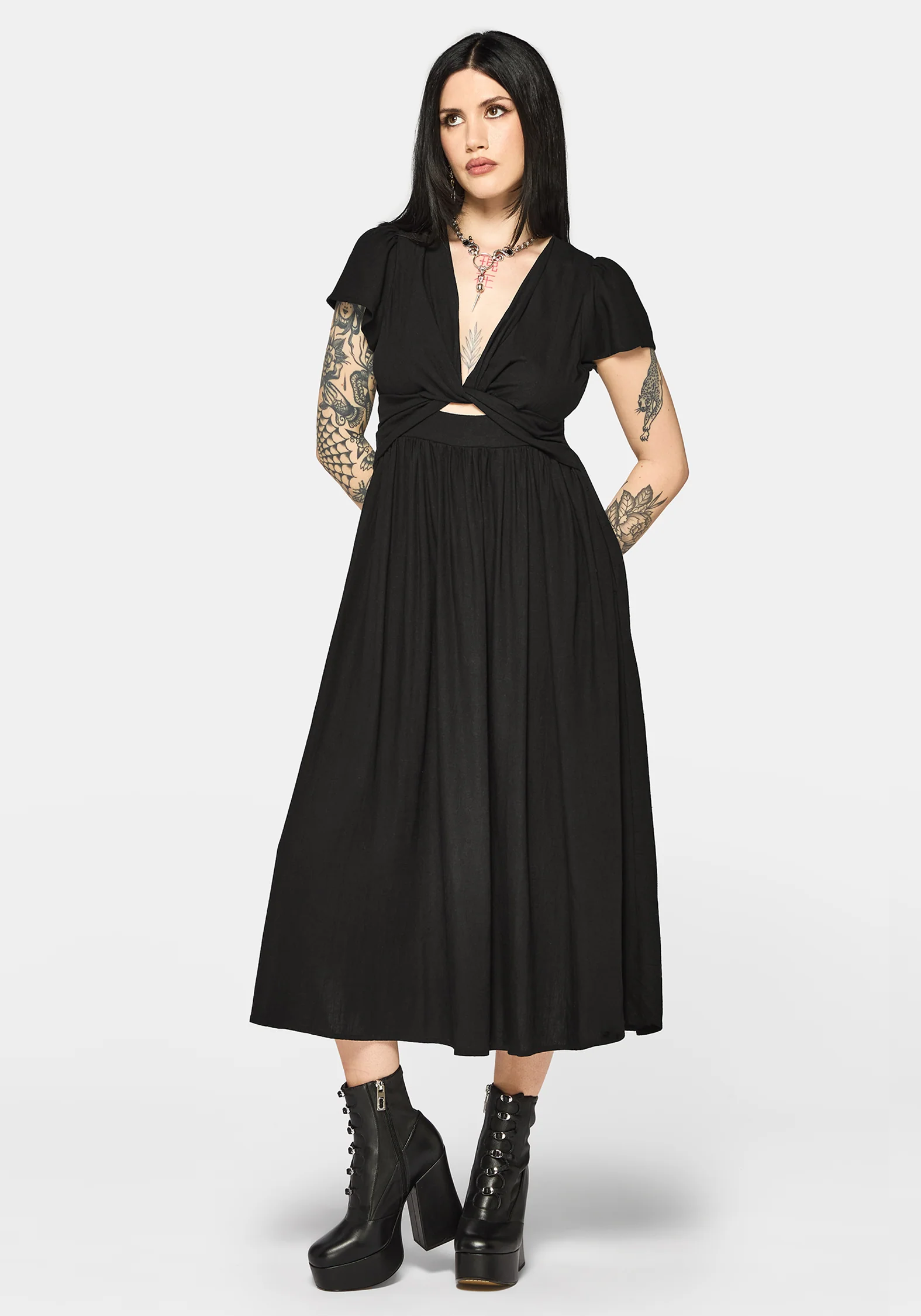 Ramone Twist Front Midi Dress - Image 5