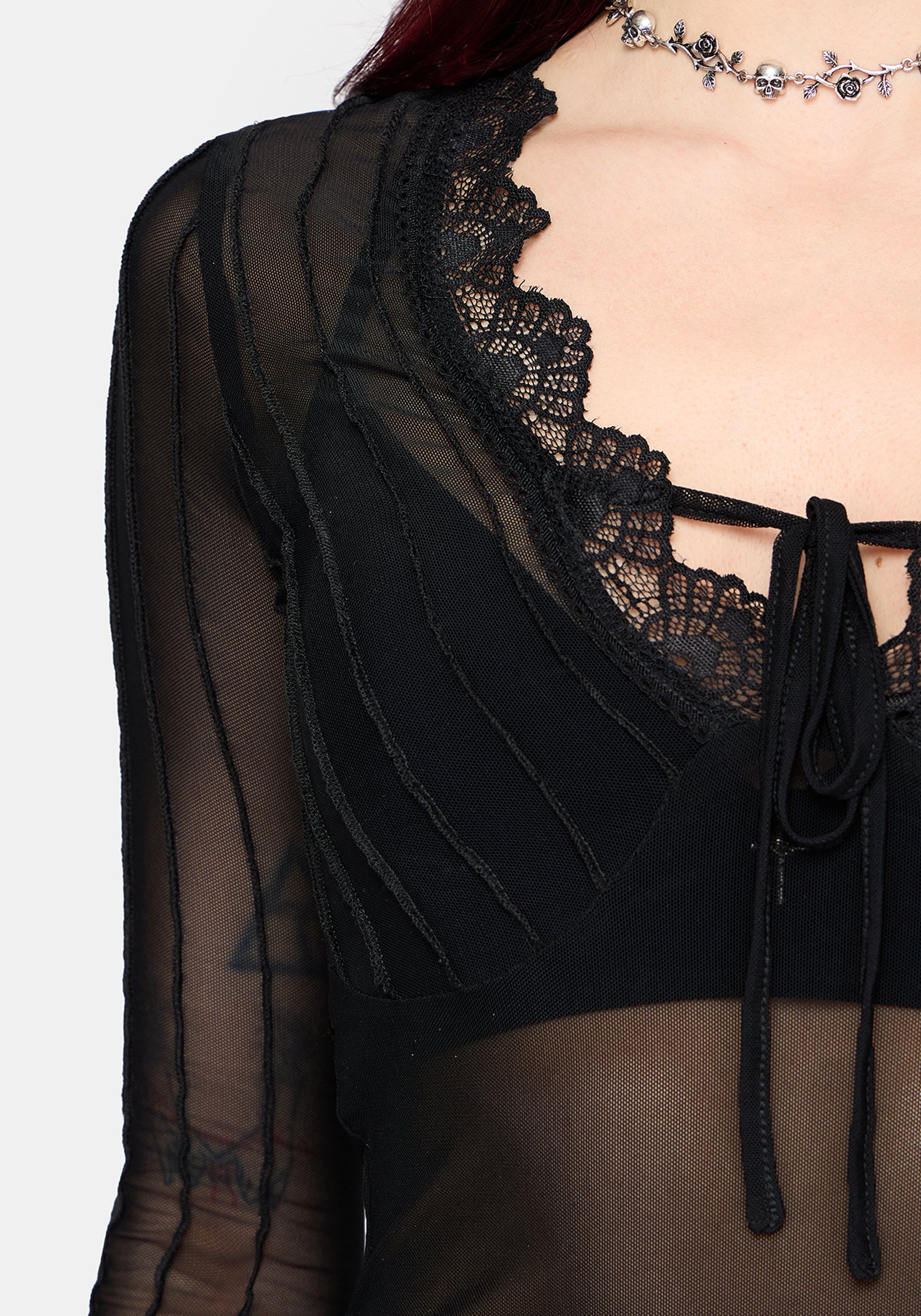 Raye Layered Mesh Tie Front Top - Image 2
