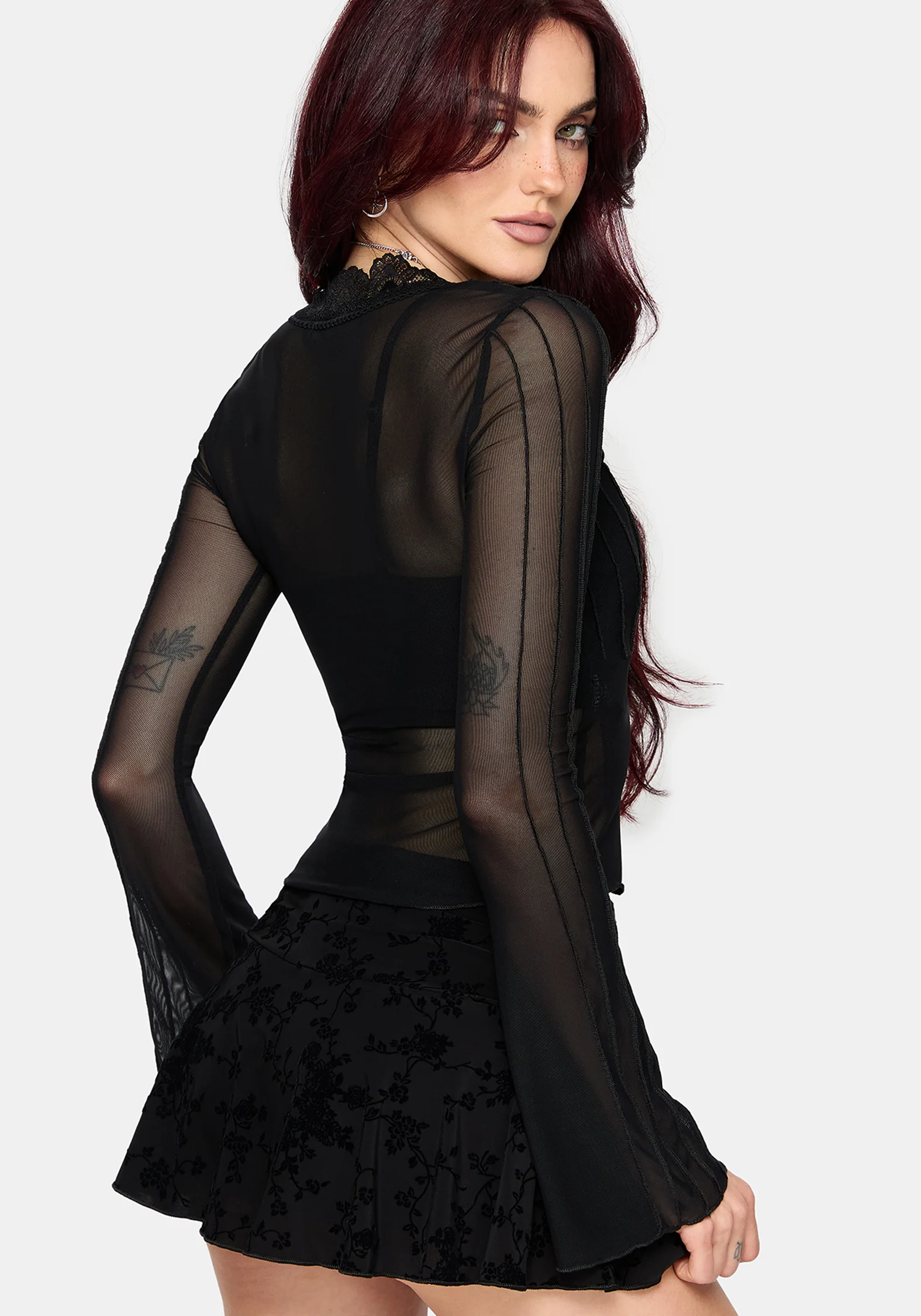 Raye Layered Mesh Tie Front Top - Image 3