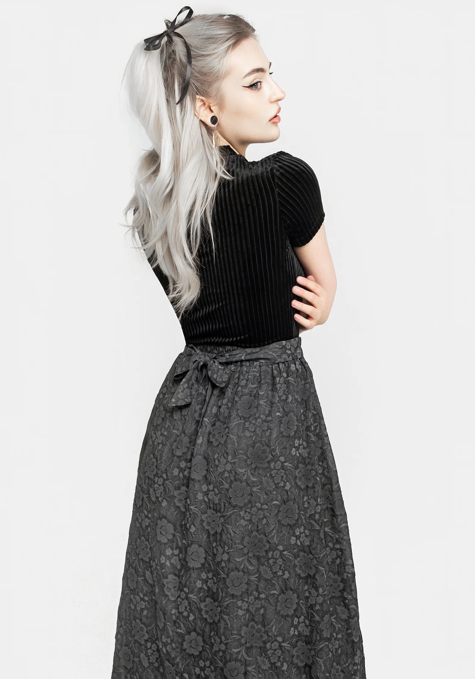 Revival Floral Mesh Layered Midi Skirt - Image 7