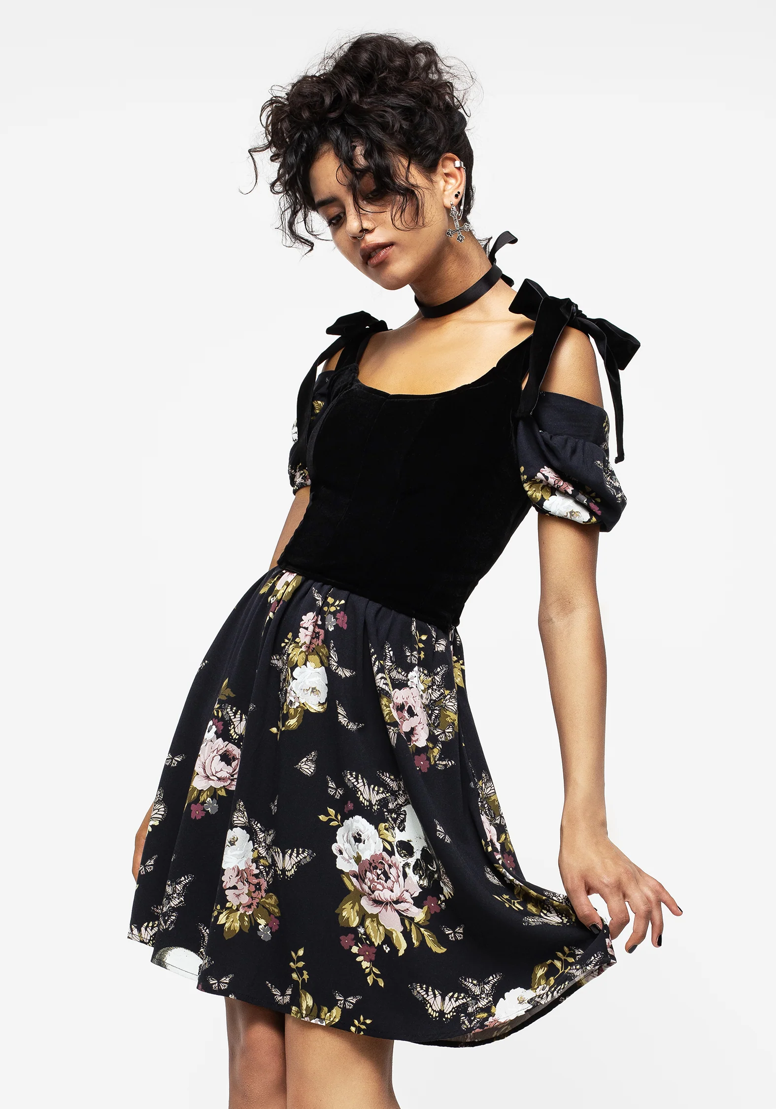 Revival Floral Puff Sleeve Shirred Mini Dress - Image 7