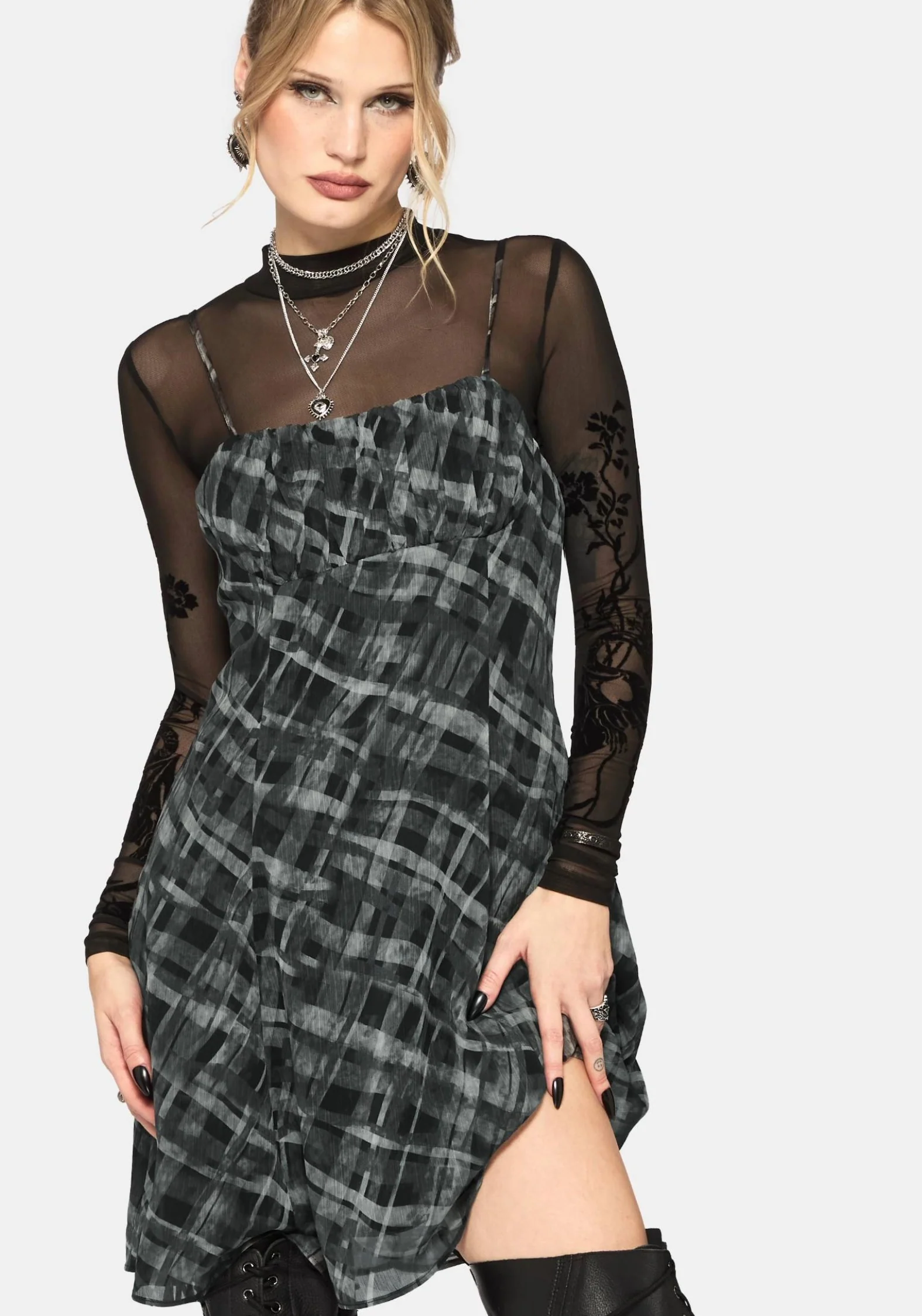 Rhoswen Checked Cami Mini Dress