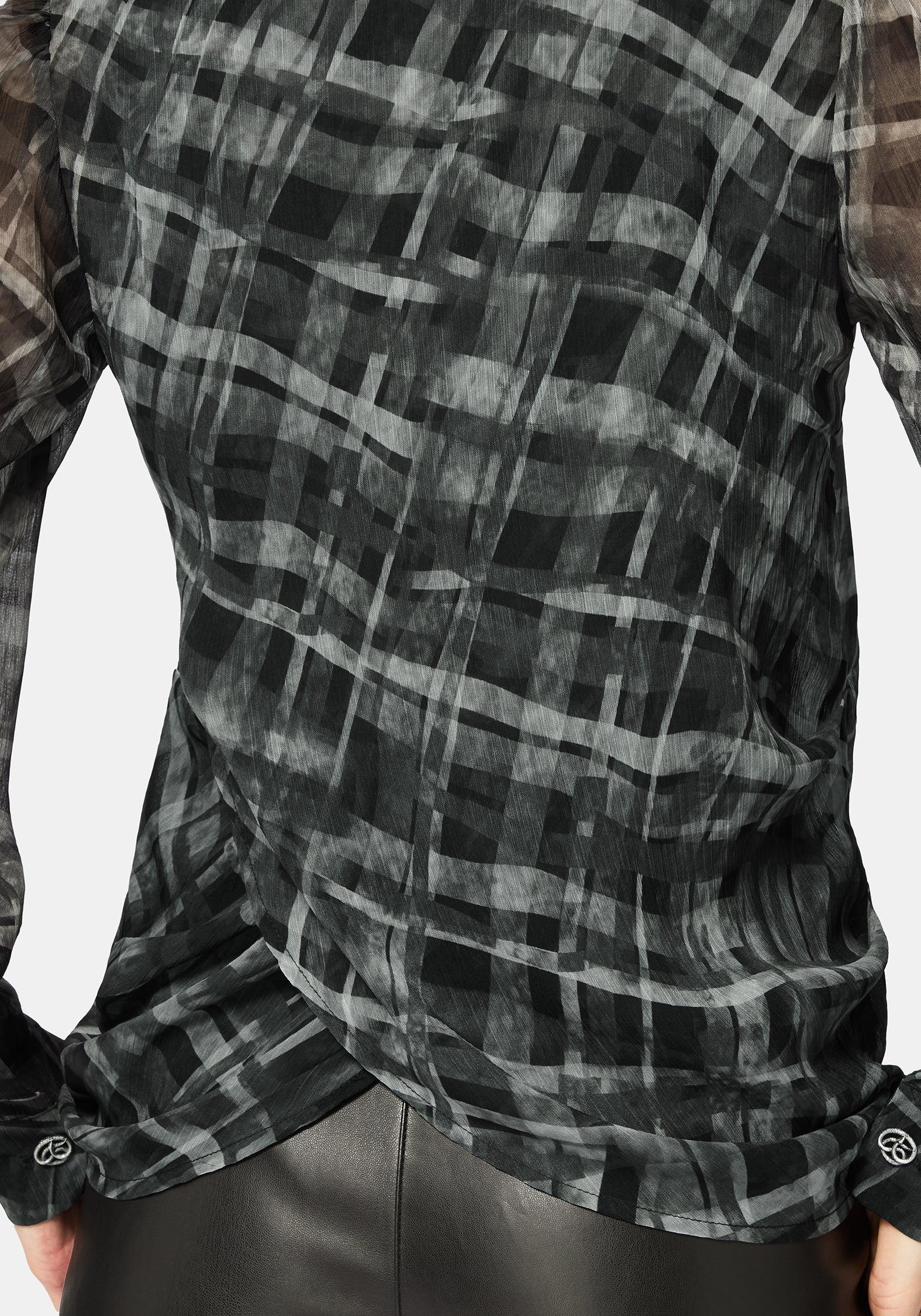 Rhoswen Snake Check Cross Over Long Sleeved Shirt - Image 2